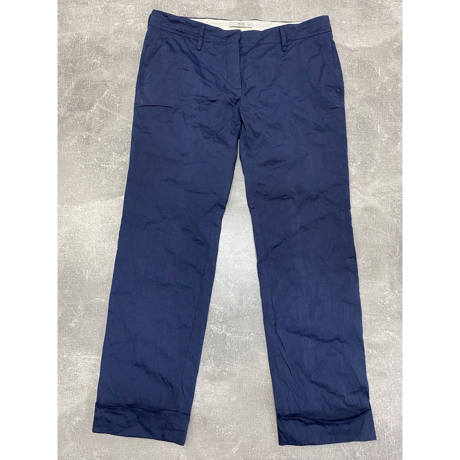 Prada Cotton Metal Women Pants Trousers Size 42 Blue