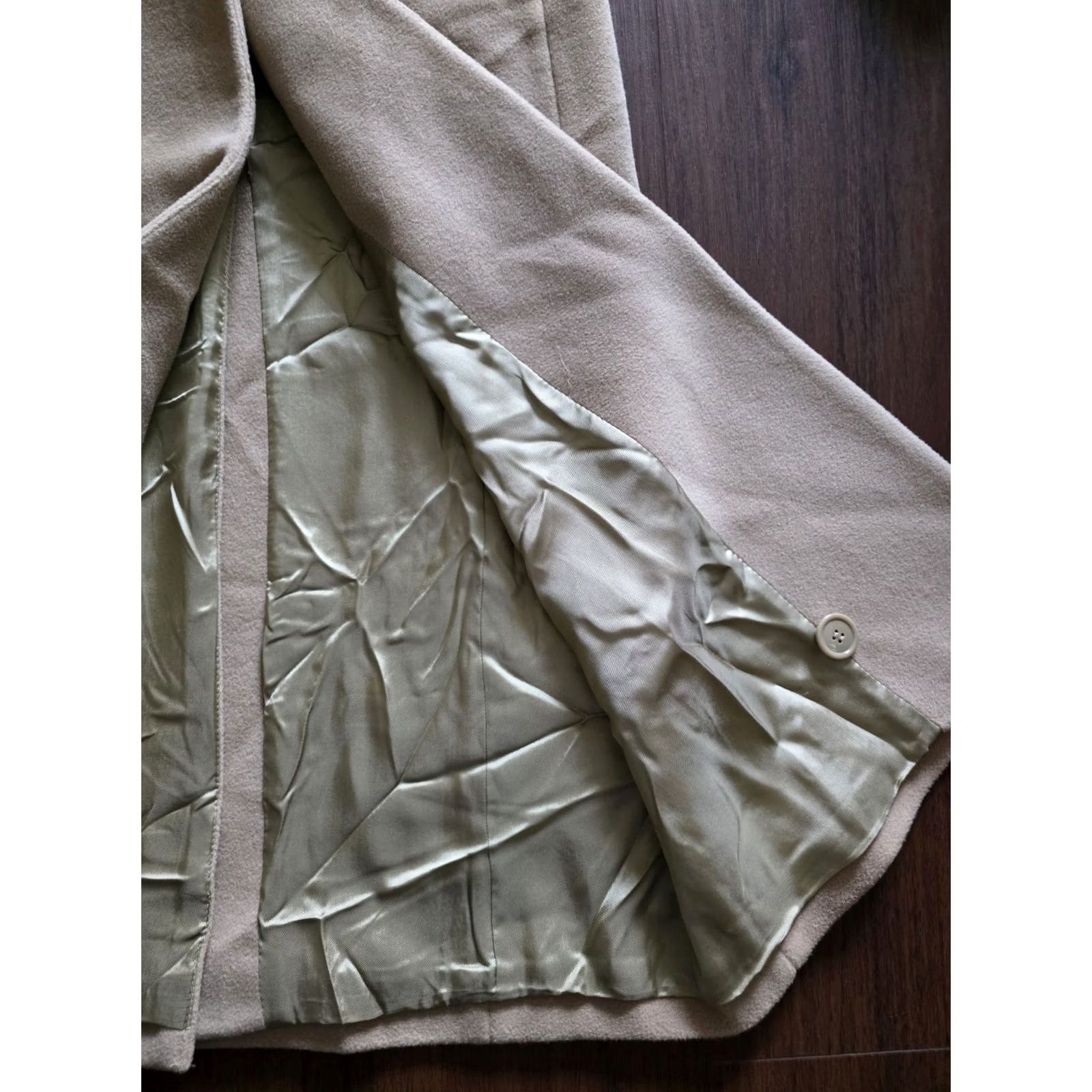 Vintage VINTAGE Marvin Richards Winter Trench Coat Women 10P Beige Wool Cashmere Lined 80s Designer"} Size L / US 10 / IT 46 - 5 Thumbnail