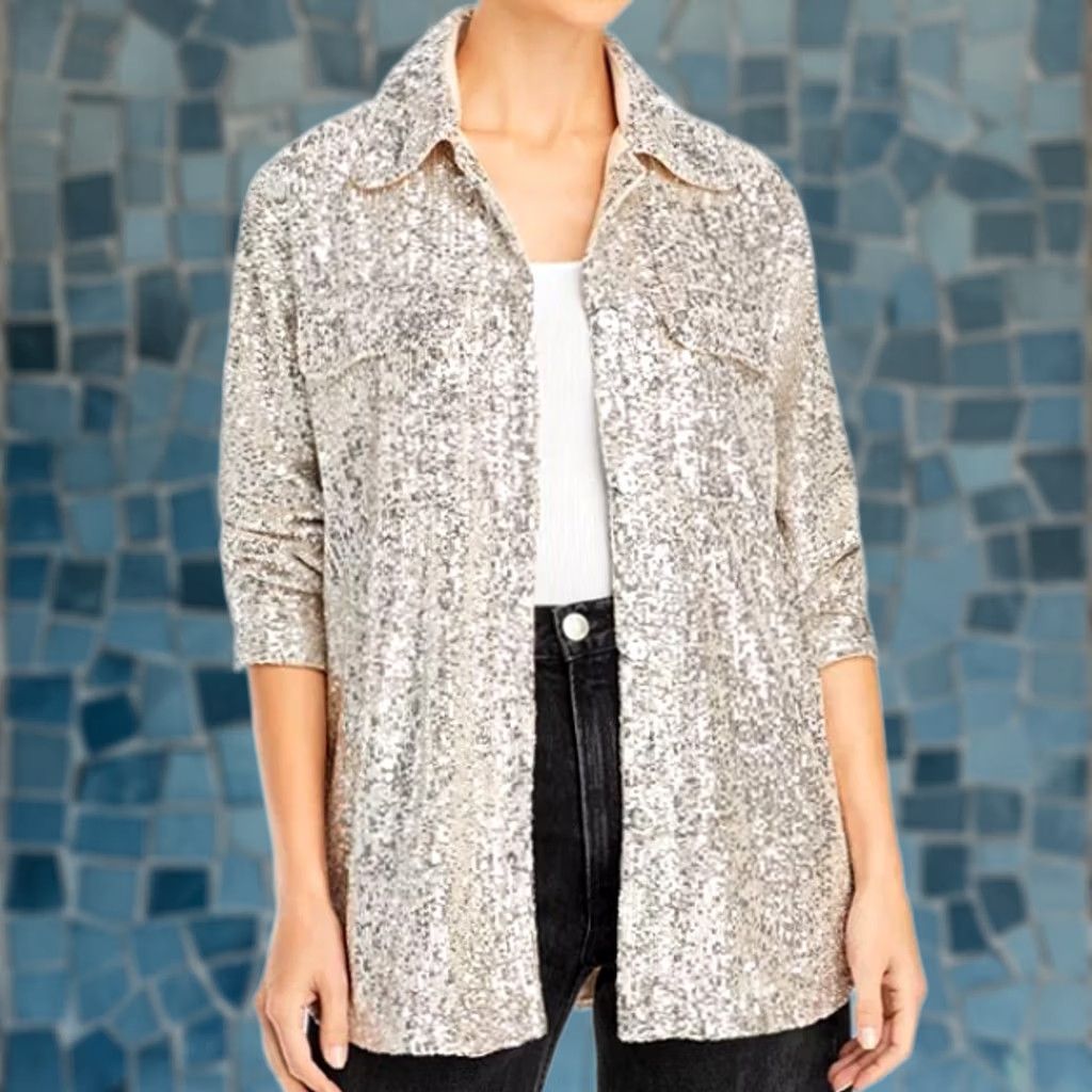 BB Dakota BB Dakota by Steve Madden Glitter Sweet Jacket All-Over Sequins Womens Size S Size S / US 4 / IT 40 - 1 Thumbnail