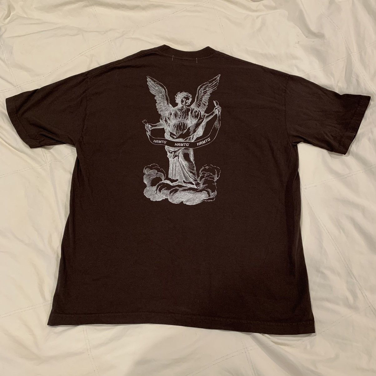 image of Art x Brain Dead Hrmtg X Jack B Wiese Chest Logo Angel Shirt Brown Xl, Men's