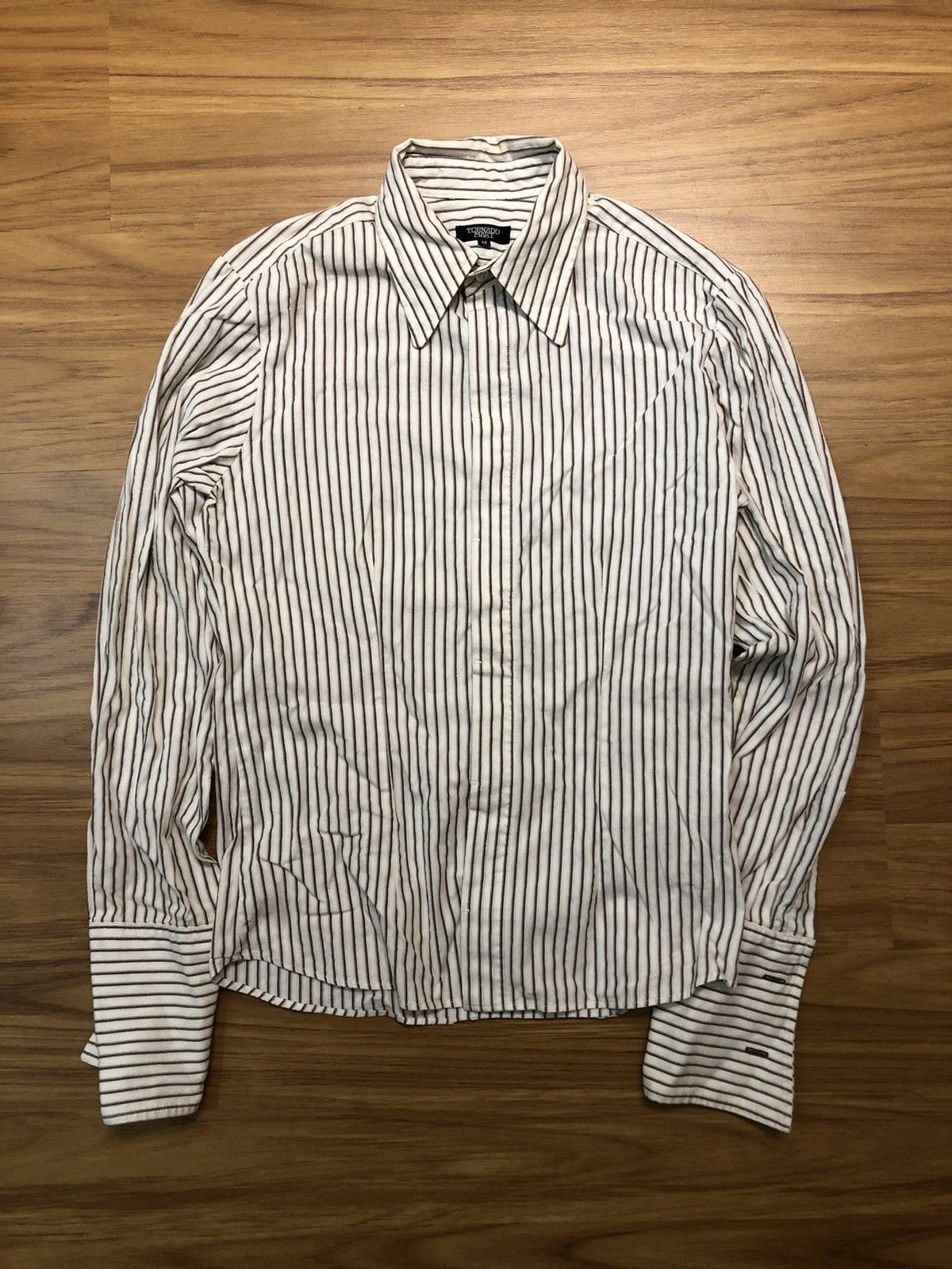 14th Addiction × KMRii × Tornado Mart 2000s Tornado Mart - Vertical Stripe Hidden Button L/S Shirt Size US M / EU 48-50 / 2 - 1 Thumbnail
