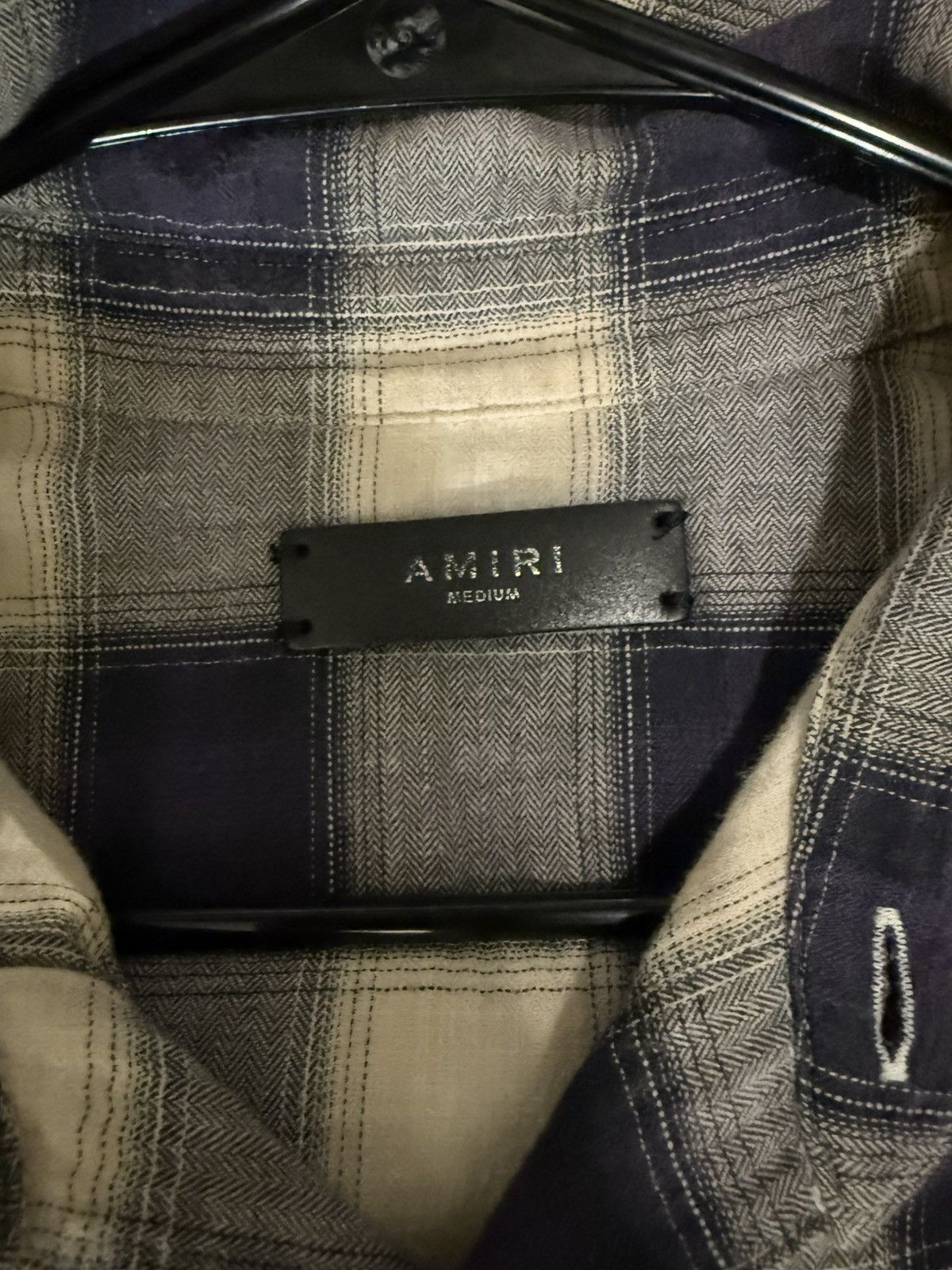 Amiri Amiri Flannel Light Blue Long Sleeve Button Down Frayed Hem Size US M / EU 48-50 / 2 - 4 Thumbnail