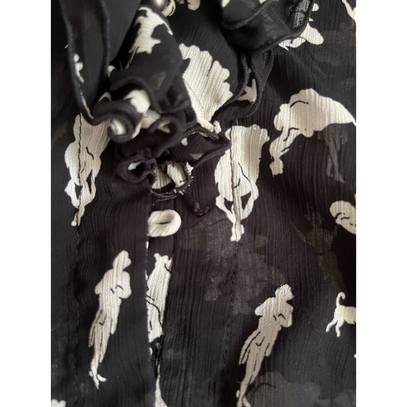 Anthropologie HD in Paris Anthropologie Black White Chiffon Blouse Size 8 Size M / US 6-8 / IT 42-44 - 5 Thumbnail