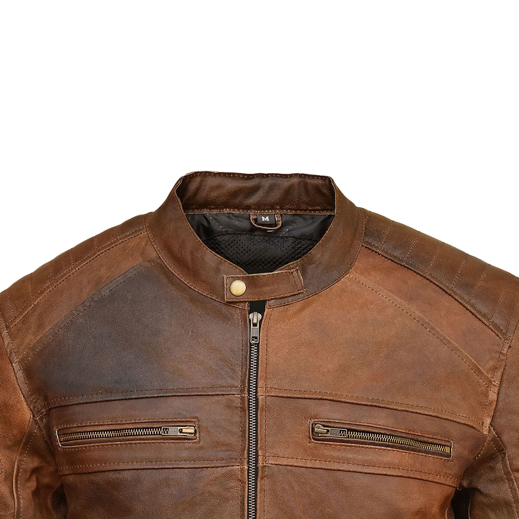 Other RIDERACT® Men's Leather Motorcycle Jacket Cafe Racer KRATOS Size US XS / EU 42 / 0 - 4 Thumbnail