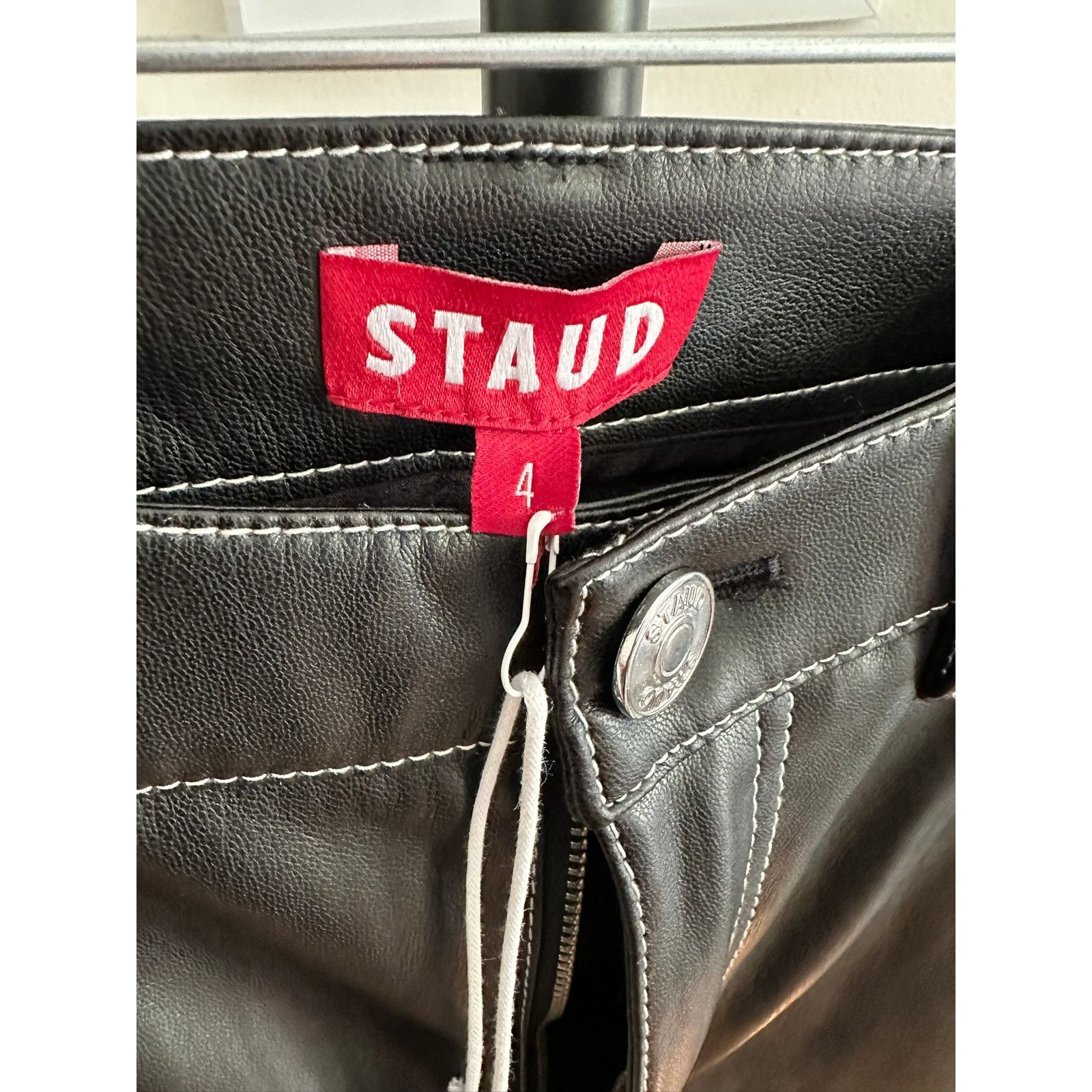 Staud STAUD Elliot Faux Leather Pants Black 4 Size 27" / US 4 / IT 40 - 3 Thumbnail