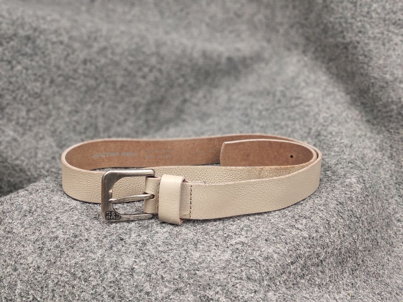 G-Star G Star raw Beige Leather Mini Logo Vintage Style Y2K Belt Size ONE SIZE - 5 Thumbnail