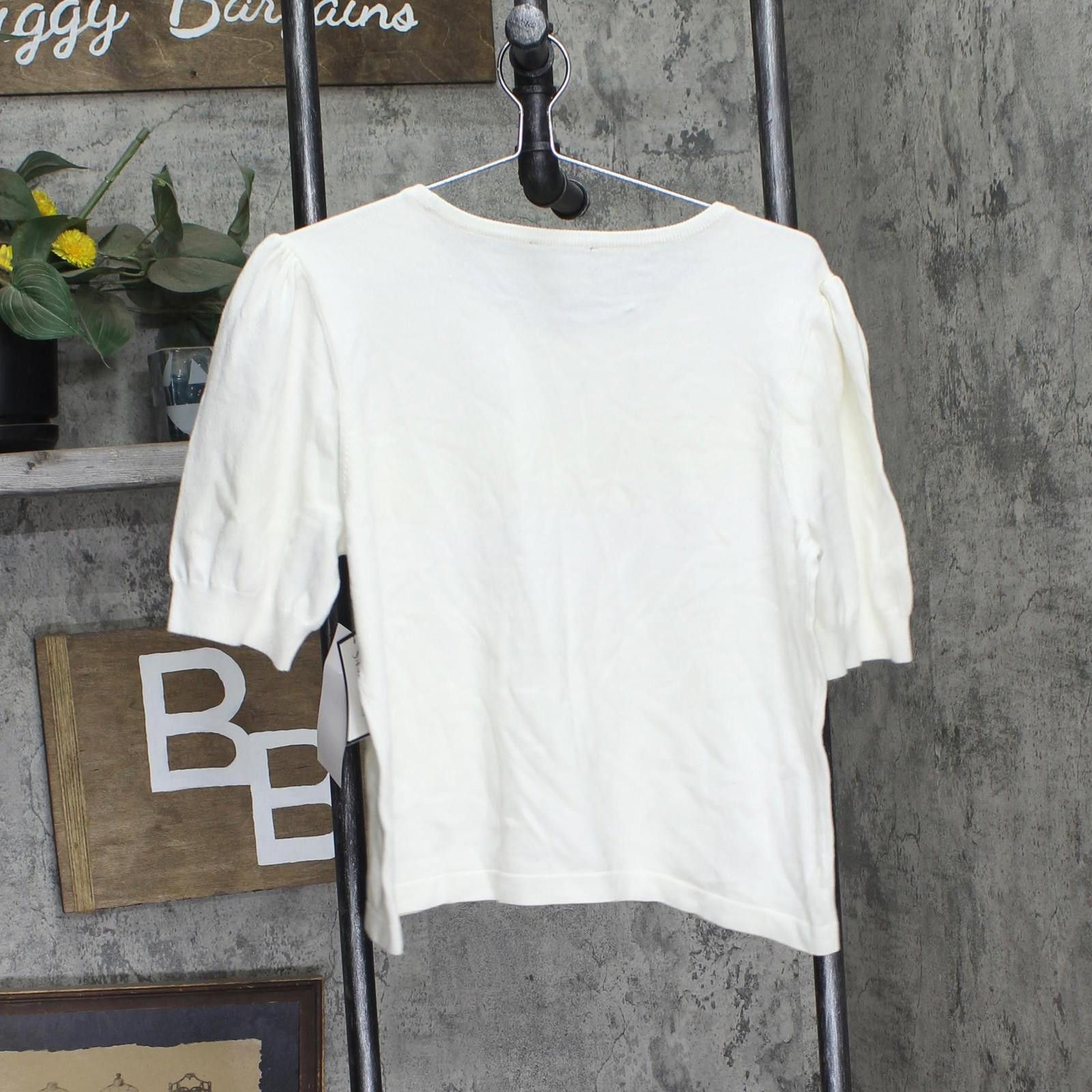 Designer Sam And Jess Puff-sleeve Sweater Top Antique Off White- Xl Size XL / US 12-14 / IT 48-50 - 2 Thumbnail