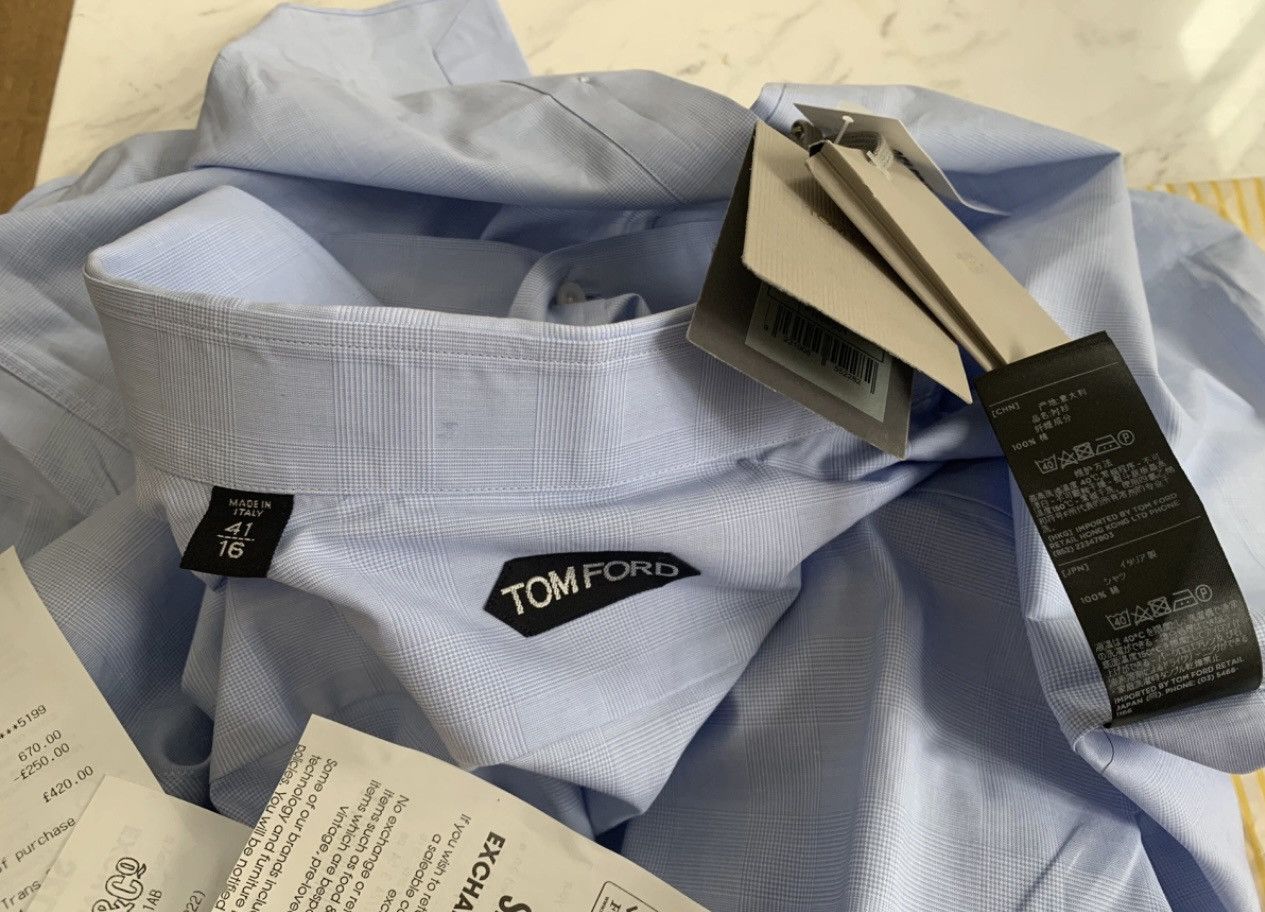 Tom Ford TOM FORD dress Shirt 41 / 16 blue tartan Size US L / EU 52-54 / 3 - 8 Thumbnail