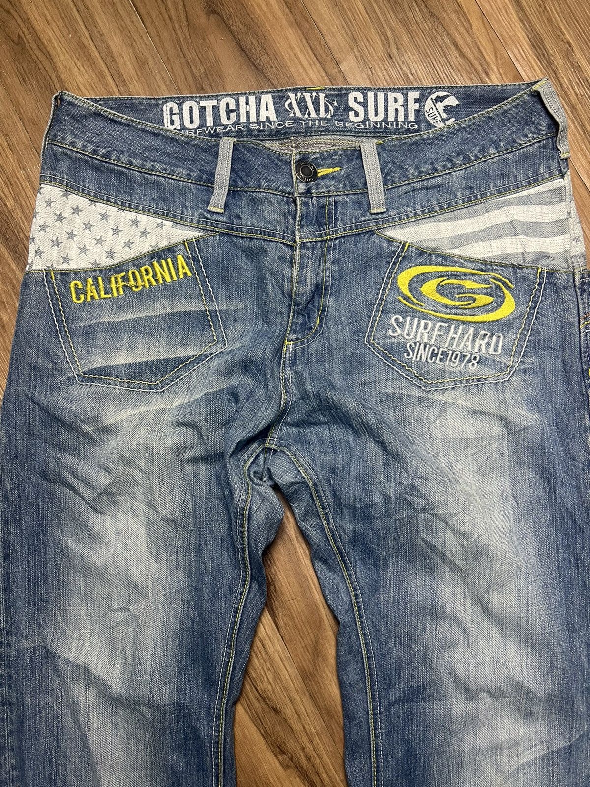 Gotcha GOTCHA Vintage Surfwear Denim Jeans Wide Leg Blue XXL (42) Size US 39 - 3 Thumbnail