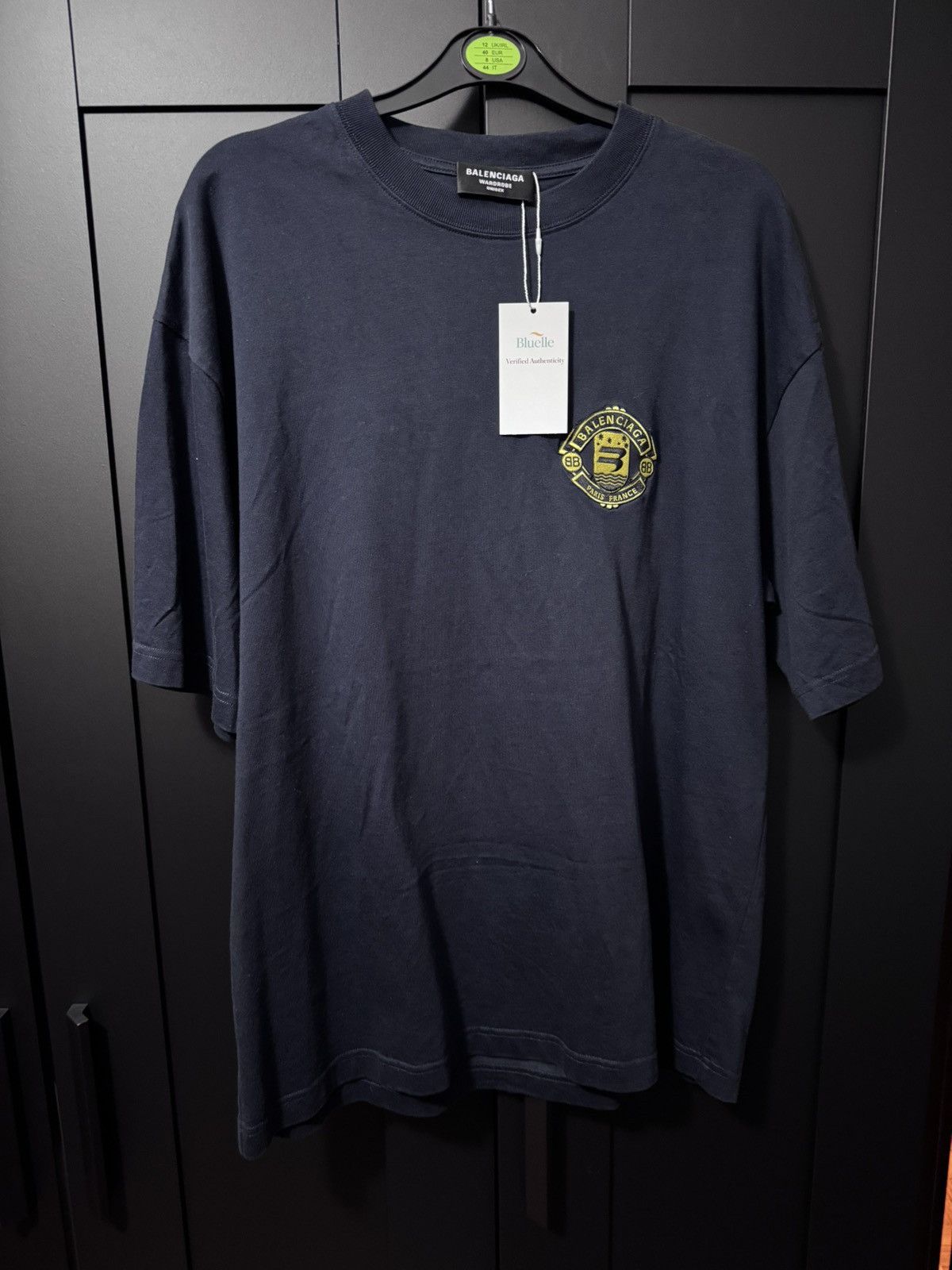 Balenciaga Sporty B Crest T-Shirt Navy — BLUELLE🌊