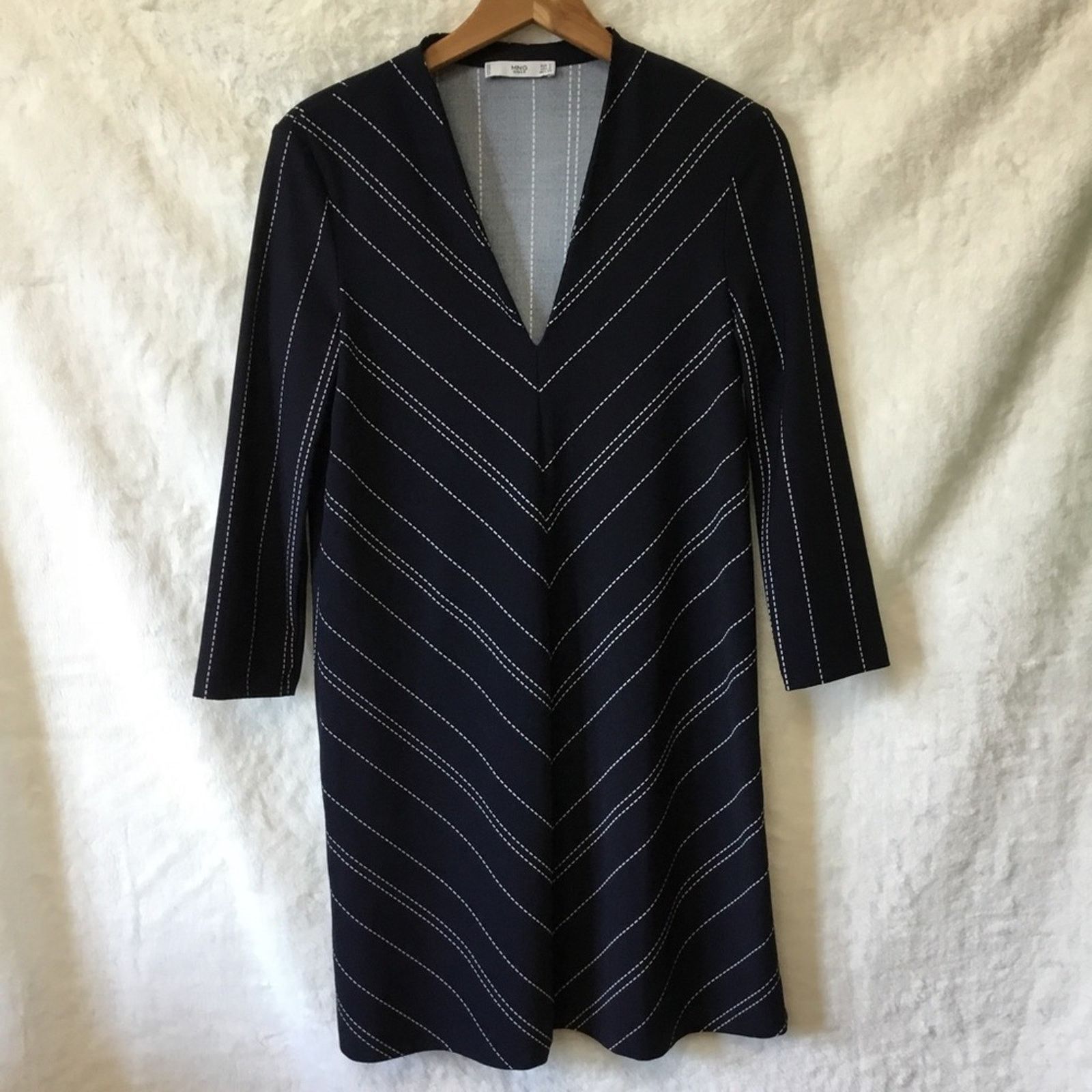 Mango Mango Navy Blue Long Sleeve Striped Dress Size S / US 4 / IT 40 - 1 Thumbnail