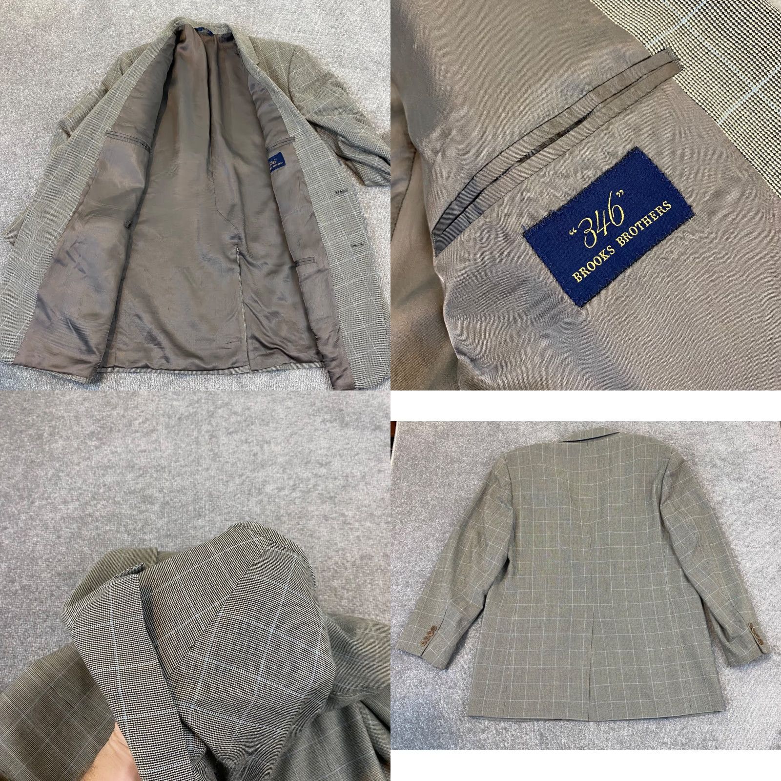 Brooks Brothers BROOKS BROTHERS Blazer Mens 46 Long Silk Wool Nailhead Check Jacket Single-Breasted 2-Button Size 46R - 9 Thumbnail