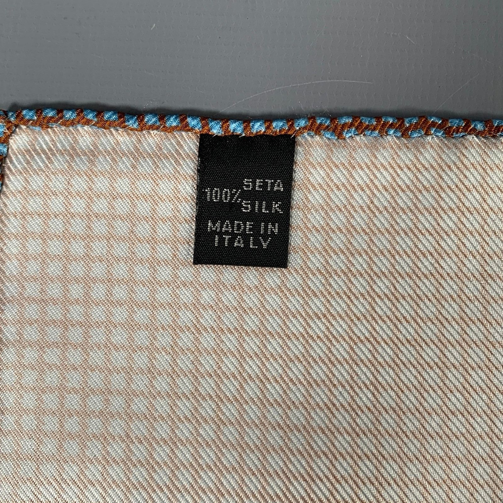 Kiton KITON Brown Blue Squares Silk Pocket Square Size ONE SIZE - 4 Thumbnail