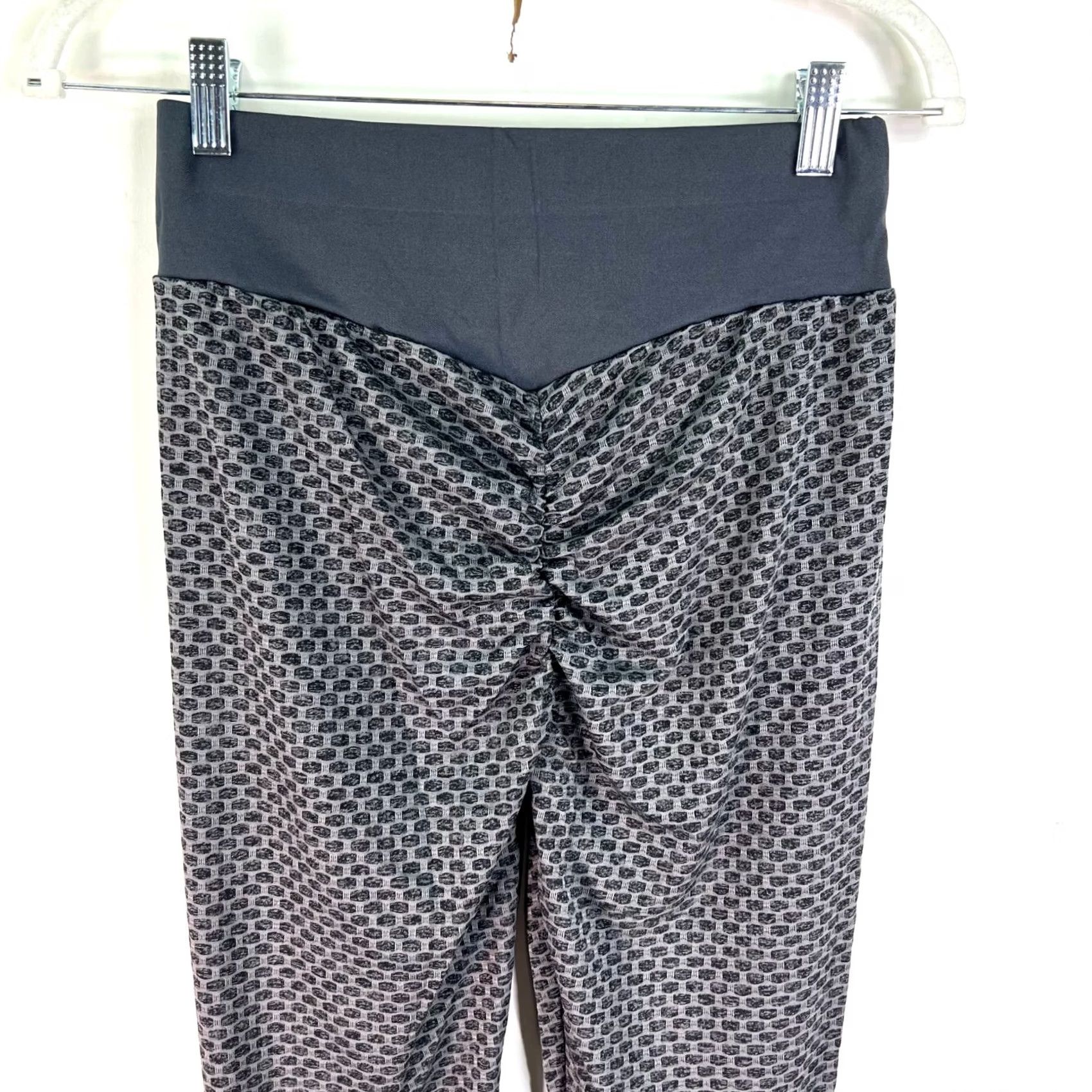 Vintage Women Leggings SZ XL Anti-Cellulite High Waist Push Up Yoga Pants Butt Lift Gray Size 40" / US 18 - 4 Thumbnail