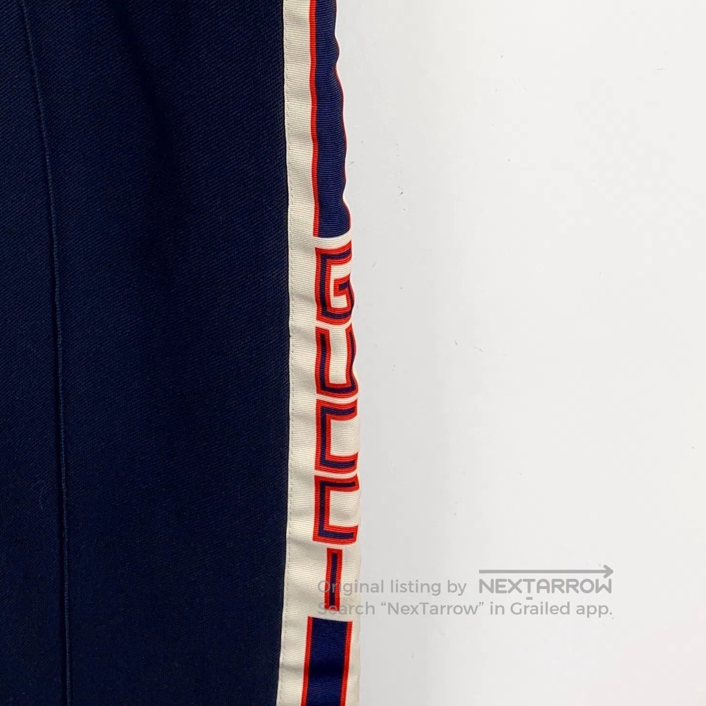 Gucci Guicci Navy Blue Side Striped Logo Letter Casual Trousers| Size US 30 / EU 46 - 4 Thumbnail