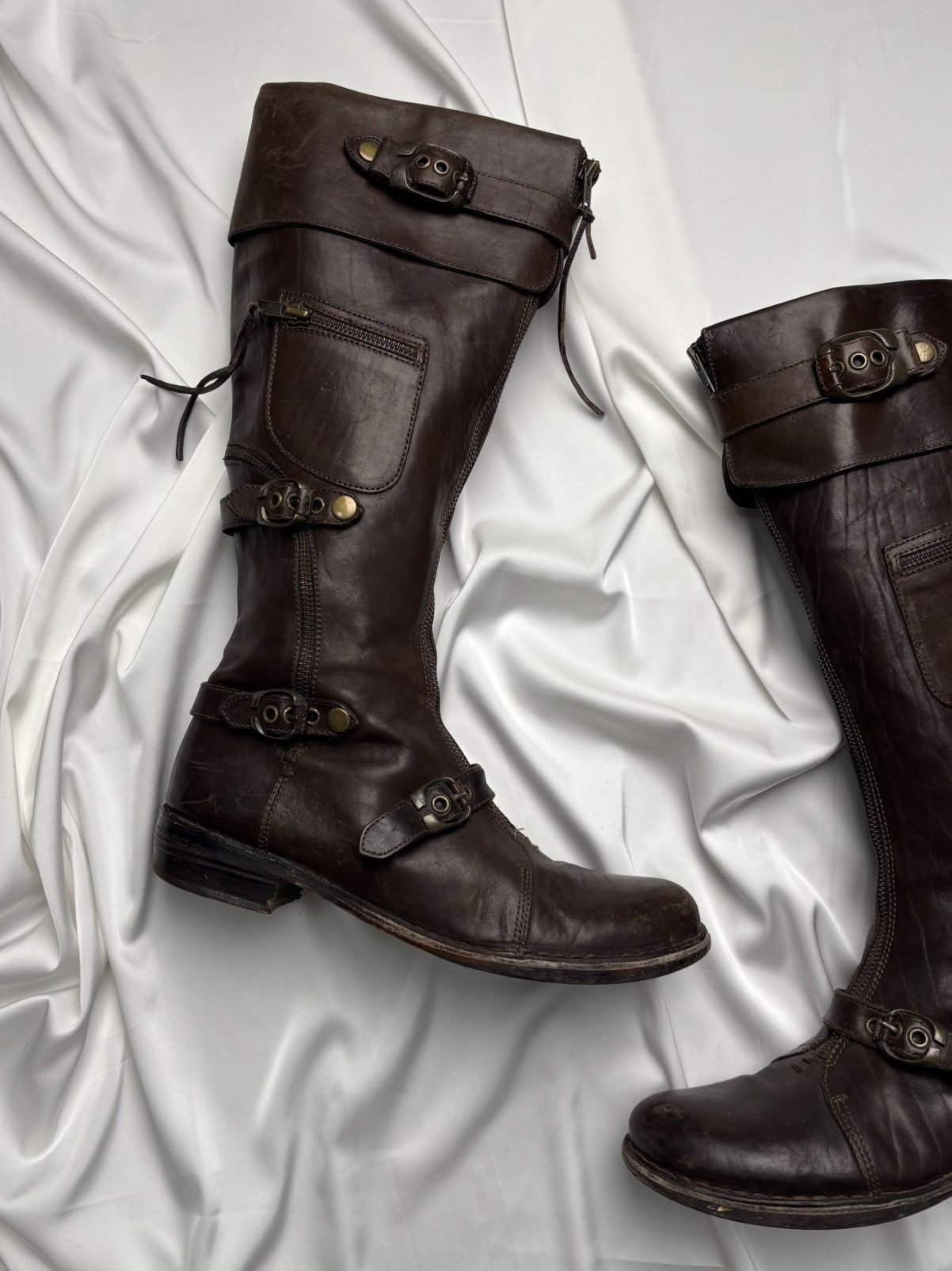Vintage Vintage leather super rare boots with buckles and zippers Size US 9 / IT 39 - 2 Thumbnail