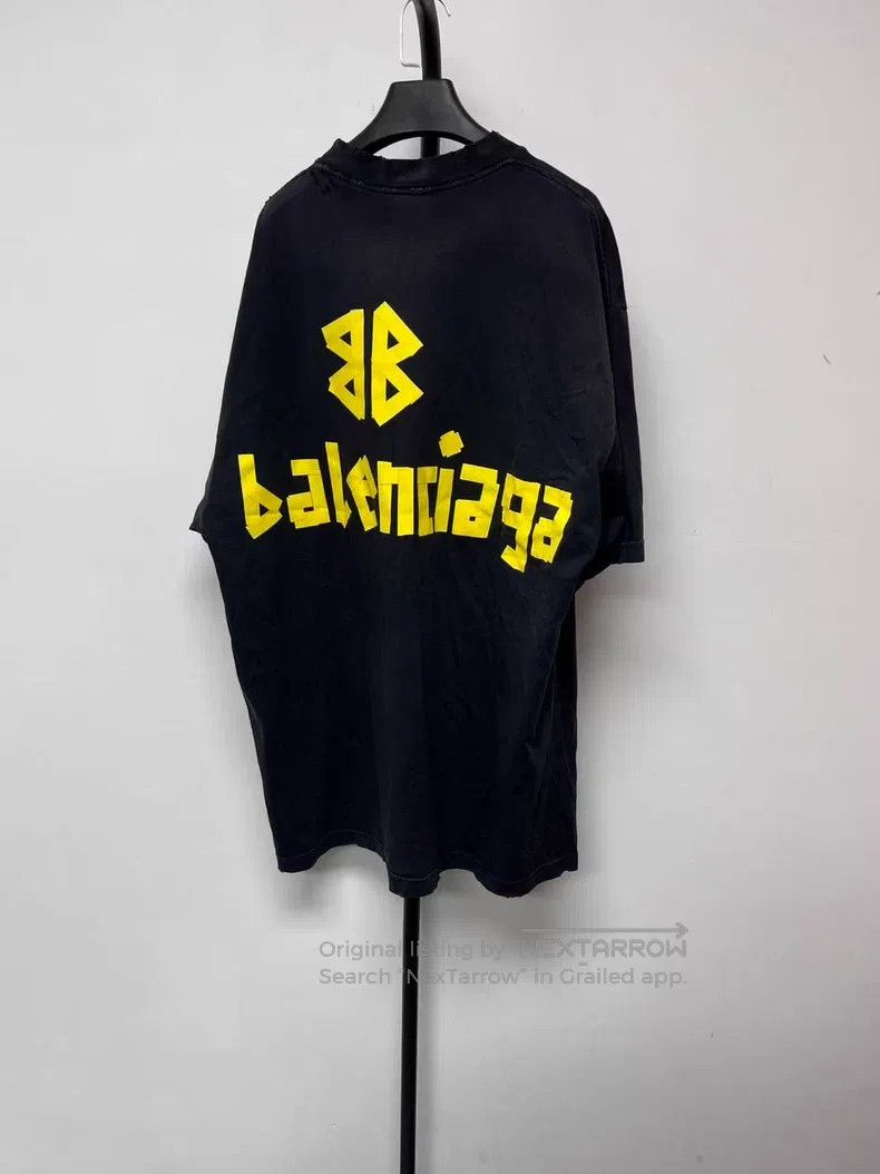 Balenciaga Balenciaga Tape Letter Logo Print Ribbed Knit Short Sleeve Size US L / EU 52-54 / 3 - 2 Thumbnail