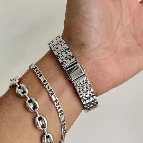 VIBE 2000s vintage style rectangle stainless steel quartz watch Size ONE SIZE - 4 Thumbnail