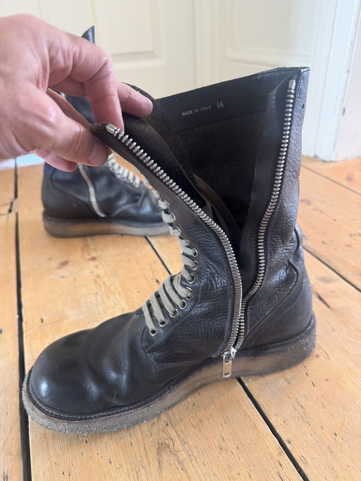 Rick Owens FW17 Glitter army boots with crepe soles Size US 11 / EU 44 - 9 Thumbnail