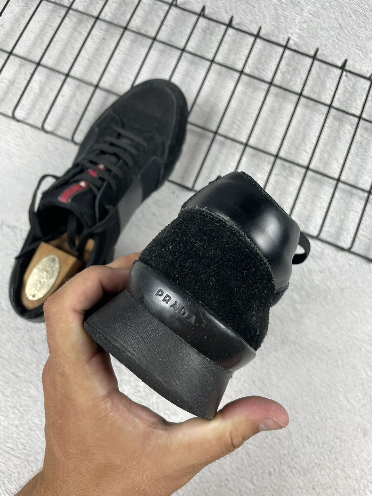 Prada × Vintage Prada Match Race Sneakers 44 Black Suede Shoes Size US 10.5 / EU 43-44 - 4 Thumbnail