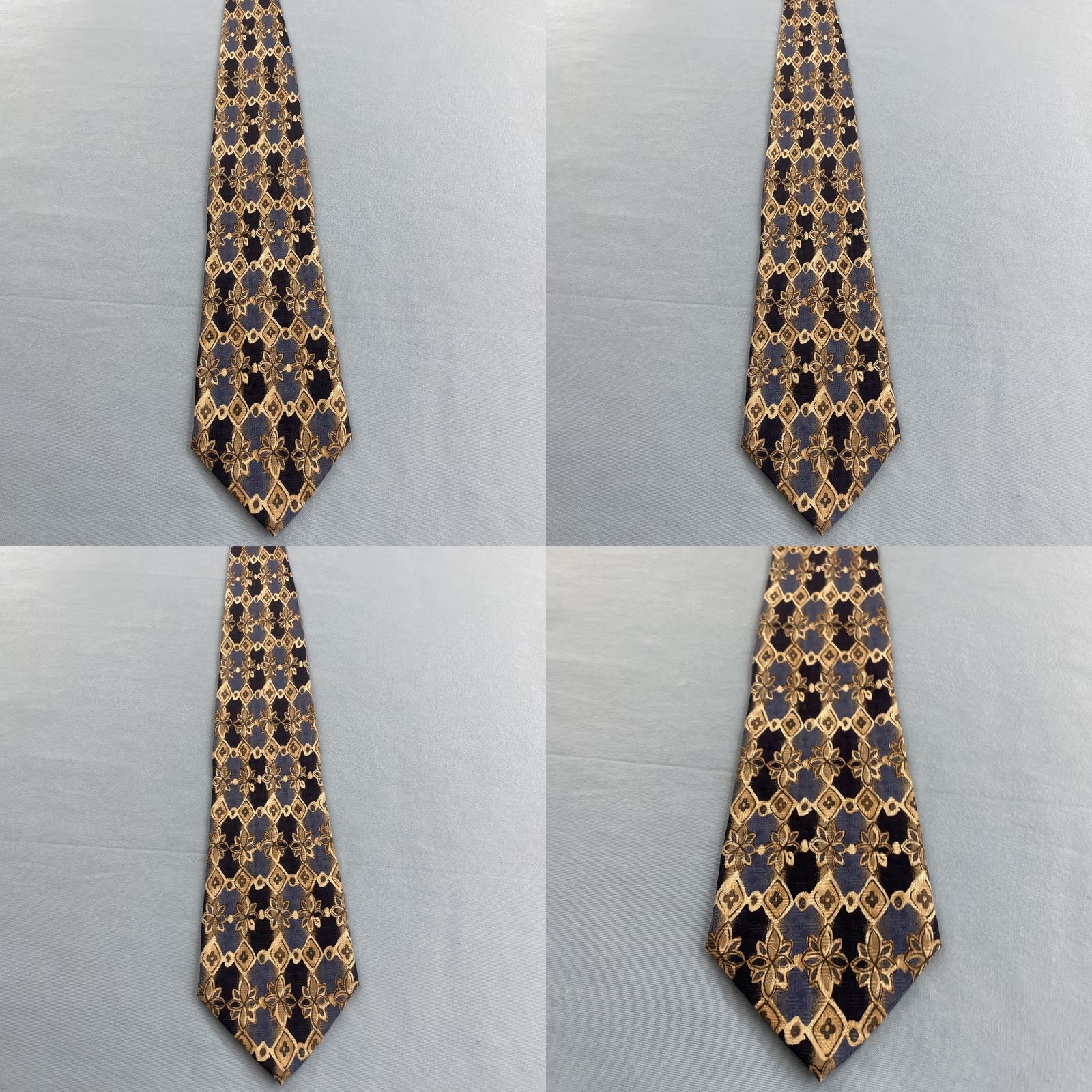 Vintage VINTAGE Handmade 100% Silk Neck Tie Italy Floral Western Blue Brown 4 Mens Tie Brown Blue Silk Size ONE SIZE - 9 Thumbnail