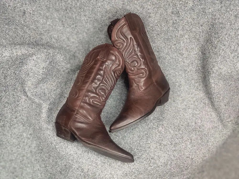 Sancho Boots Vintage 90's Joe Sanchez Leather Logo Western Cowboy Boots Size US 8 / EU 41 - 1 Thumbnail
