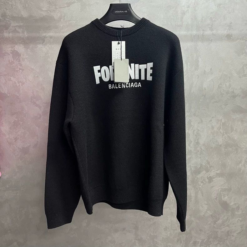 Balenciaga Balenciaga Black Solid Fortnite Knit Printed Pattern Logo Size US M / EU 48-50 / 2 - 1 Thumbnail