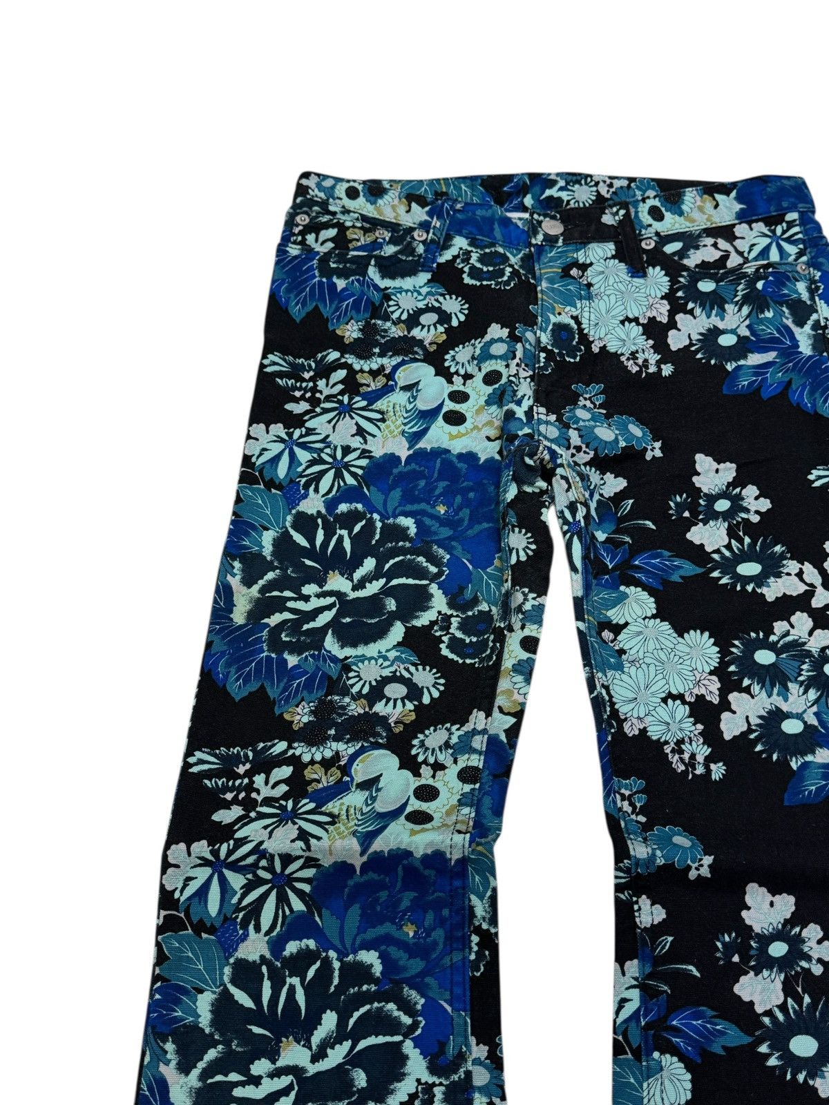 Vintage Vintage Glamdy Flared Floral Design Denim Pant Size US 28 / EU 44 - 4 Thumbnail