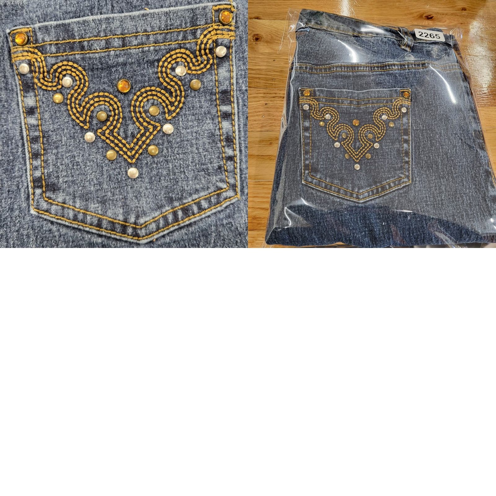 Denime DG2 Diane Gilman Jeans Women’s Size 12 Blue Denim Pants Embroidered Rhinestones Size 34" / US 12 / IT 48 - 9 Thumbnail
