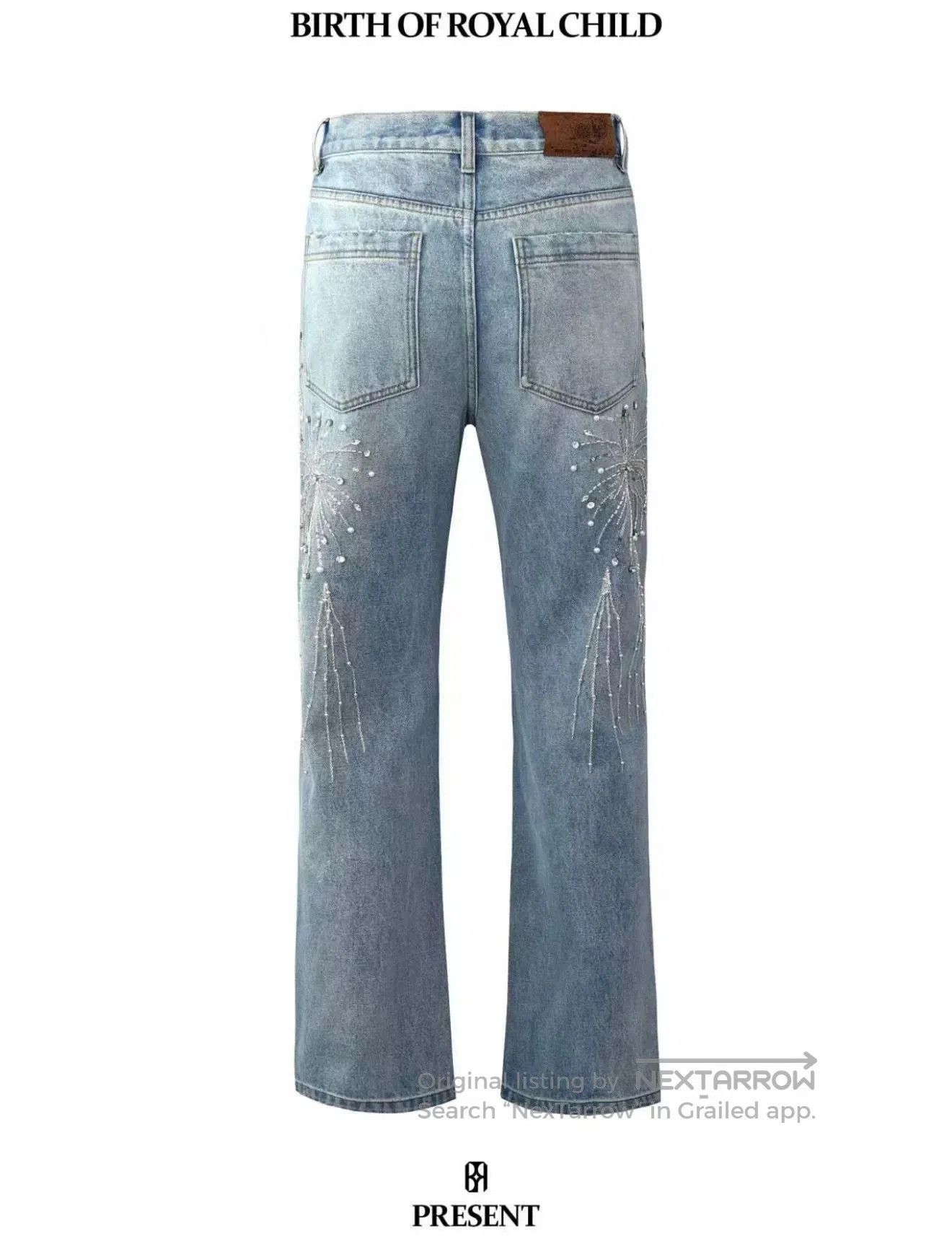 SLY Silver Embroidered Denim Pants by SLUM. Size US 30 / EU 46 - 3 Thumbnail