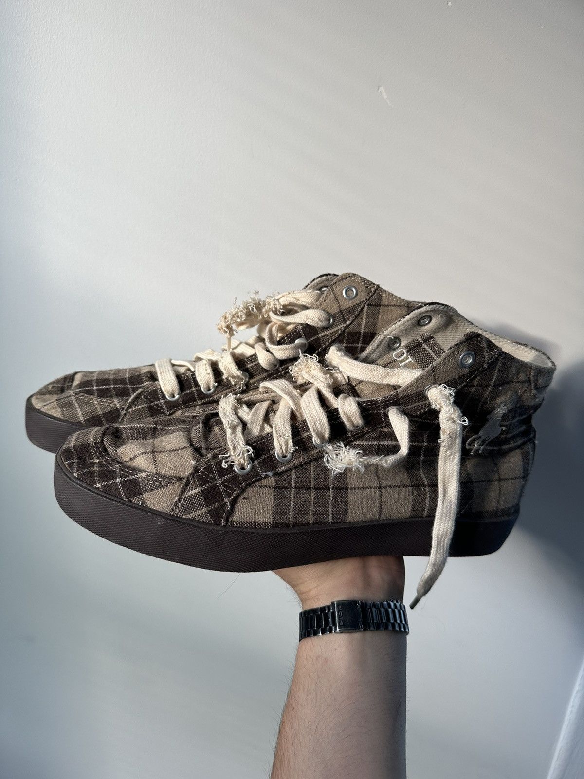 RRL Ralph Lauren Polo Ralph Lauren Brown Tan Flannel Plaid Tennis Shoes Size US 9.5 / EU 42-43 - 15 Thumbnail
