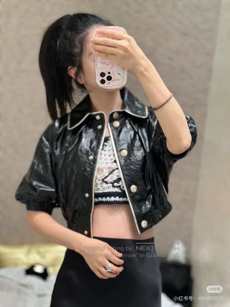 Chanel Chanel 22s black puff sleeve shiny short leather jacket Size XS / US 0-2 / IT 36-38 - 8 Thumbnail