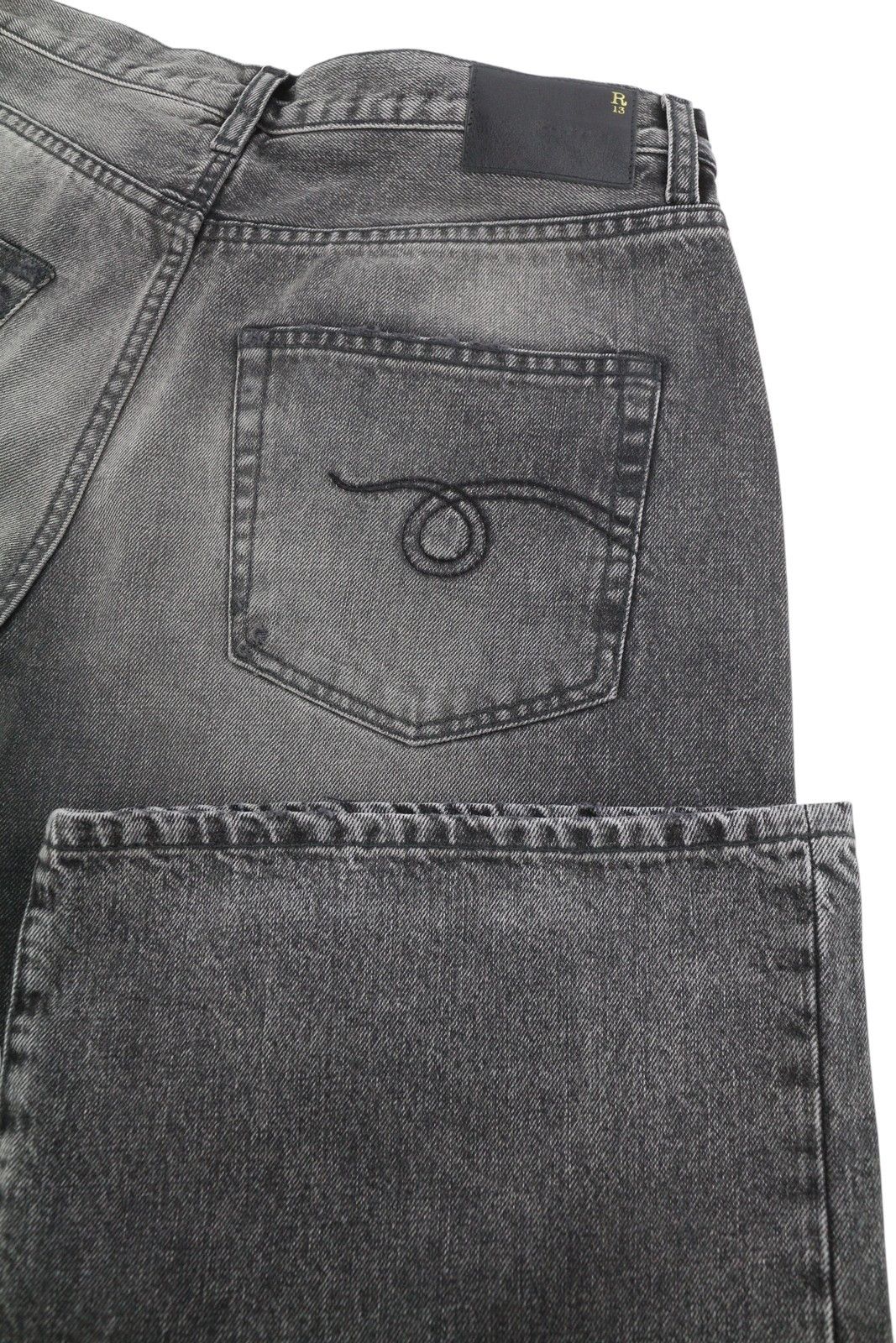 R13 D'ARCY LOOSE 30 Polaris Black Distress PS26 Jeans 88930 Size US 30 / EU 46 - 6 Thumbnail