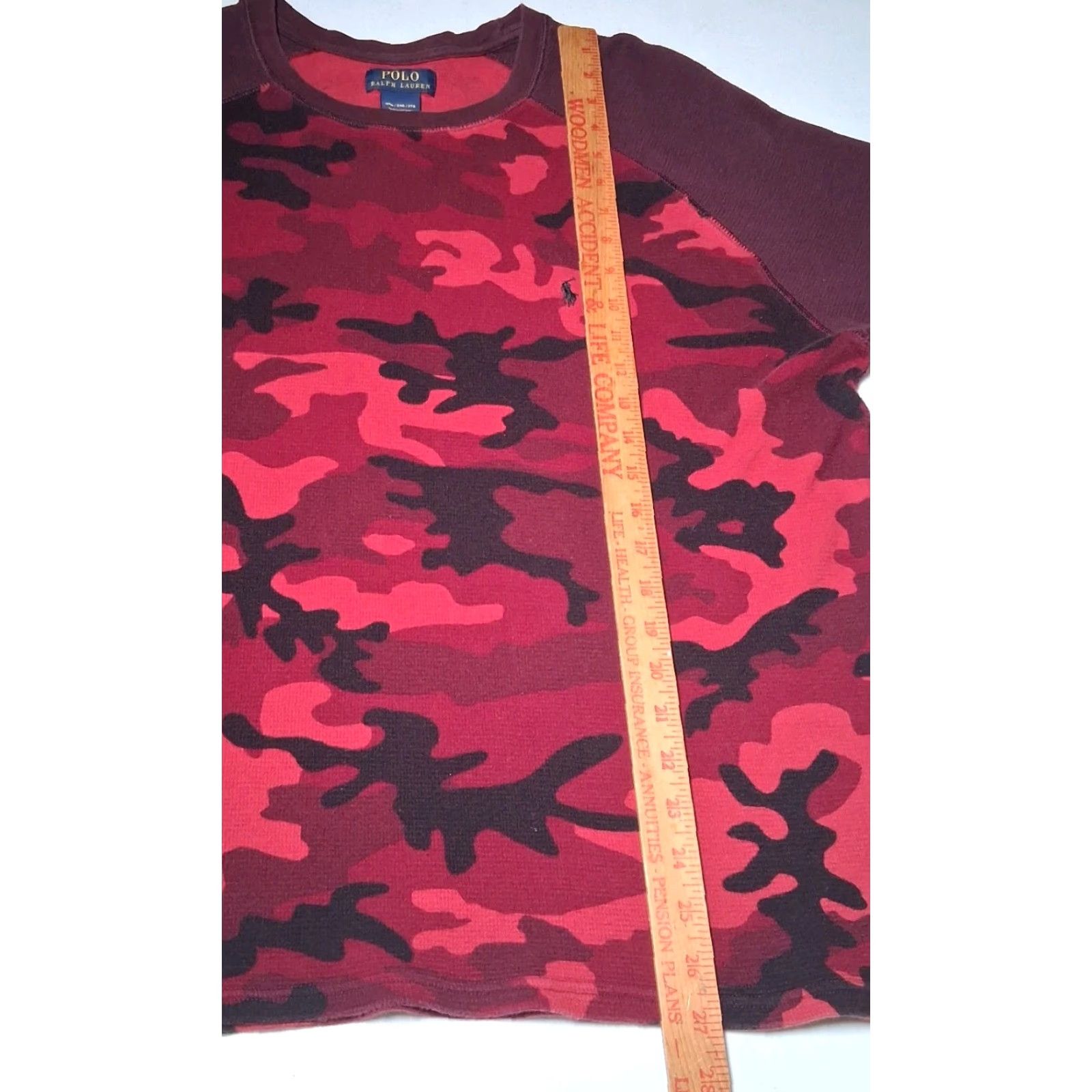 Polo Ralph Lauren Polo Ralph Lauren Thermal Shirt Men 2XL Camouflage Crew Neck Red Maroon Logo Long Sleeve T-Shirt Size US XXL / EU 58 / 5 - 3 Thumbnail