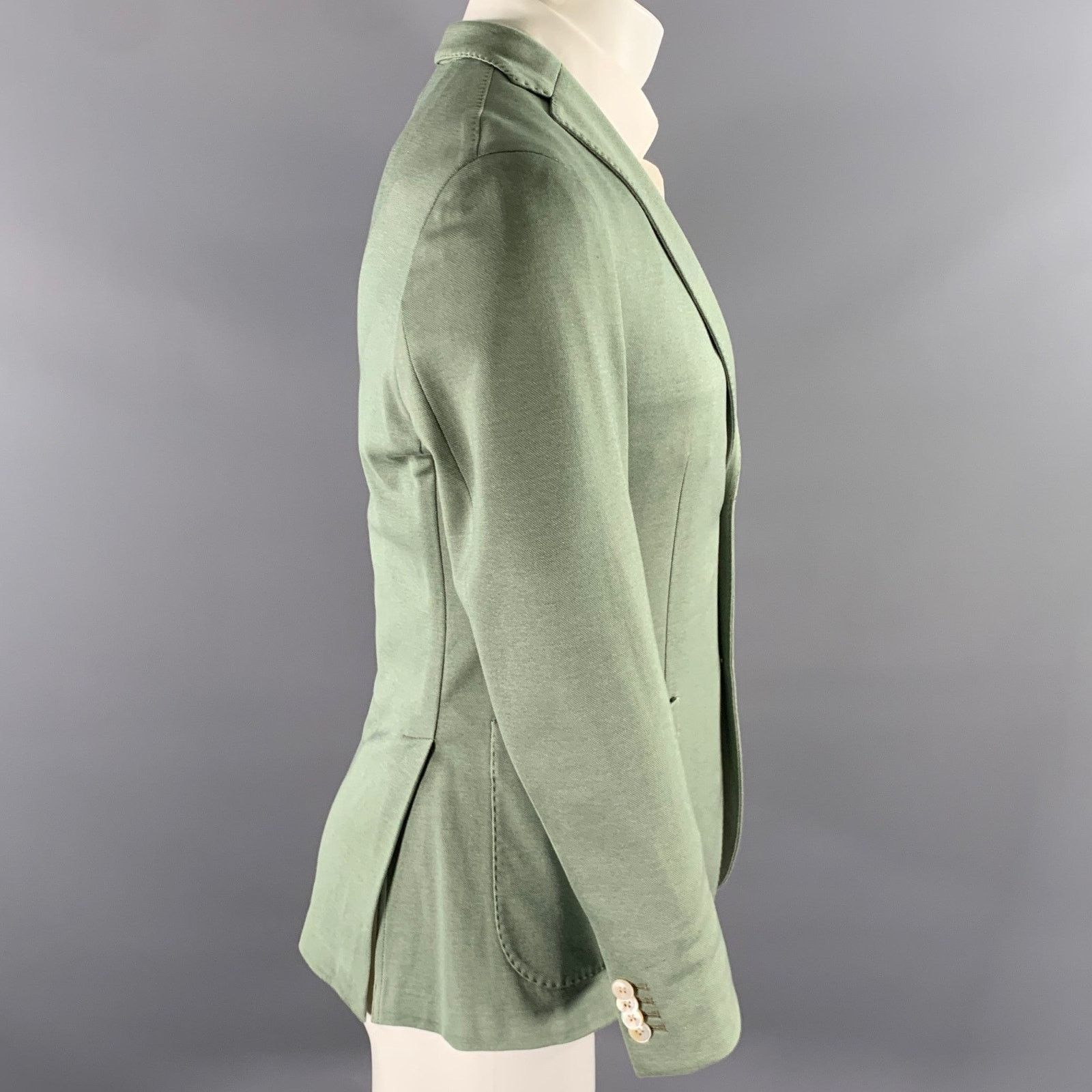 Boglioli BOGLIOLI Size 36 Green Woven Cotton Notch Lapel Sport Coat Size 36R - 3 Thumbnail