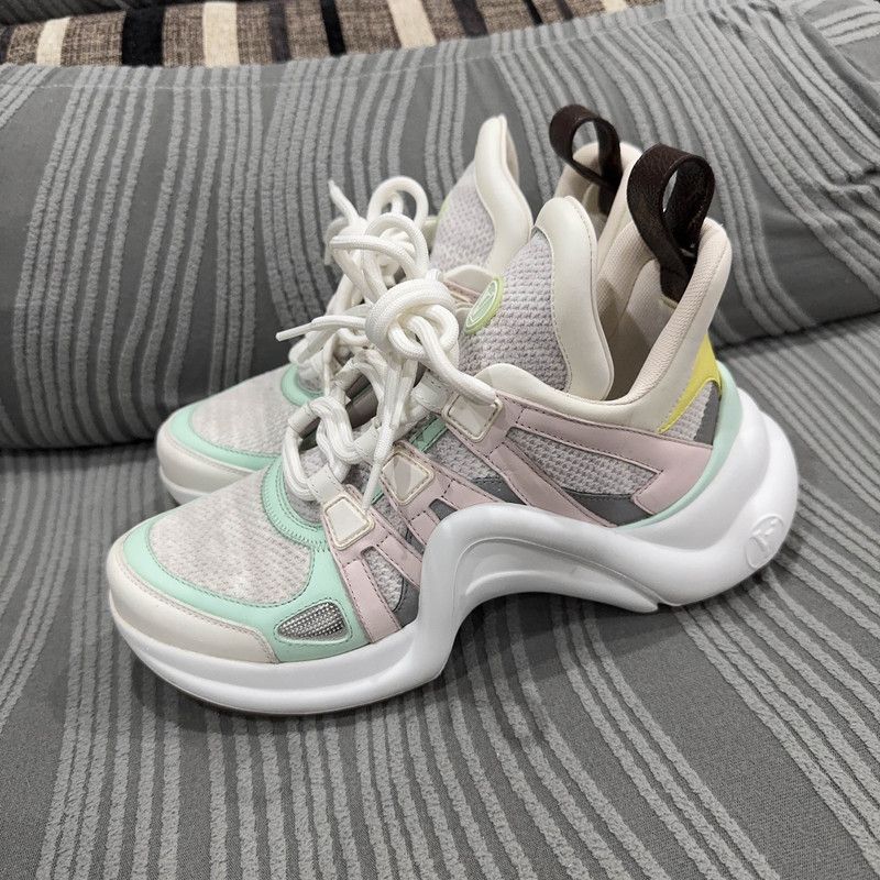 Louis Vuitton Louis Vuitton Archlight Sneakers in Pink and Green 0079 Size US 5.5 / EU 38 - 1 Thumbnail