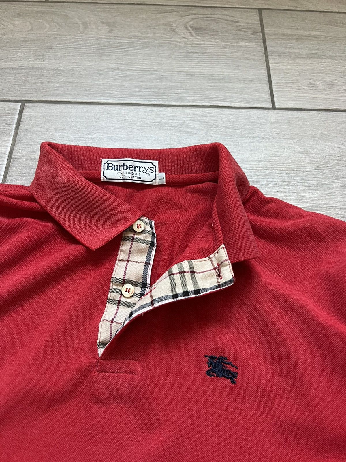 Burberry Burberry Vintage Polo T-shirt Mini Logo Red L Size Size US L / EU 52-54 / 3 - 5 Thumbnail