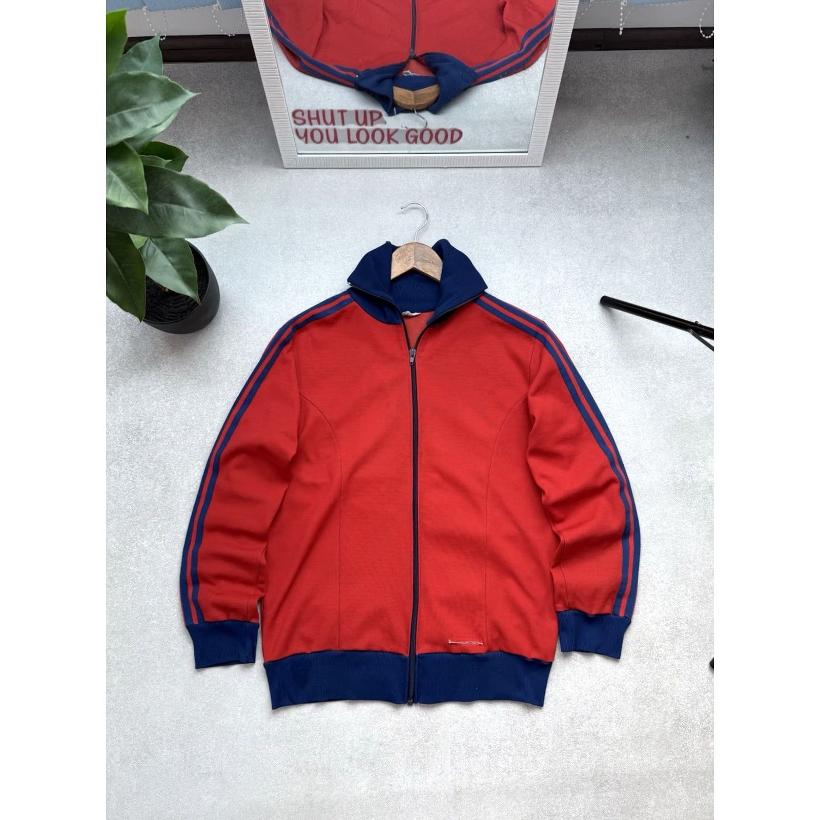 Adidas VINTAGE Adidas West Germany Track Jacket Red Mens M-L Zip Pockets 80s Sports Full Zip Wool? Size US M / EU 48-50 / 2 - 2 Thumbnail