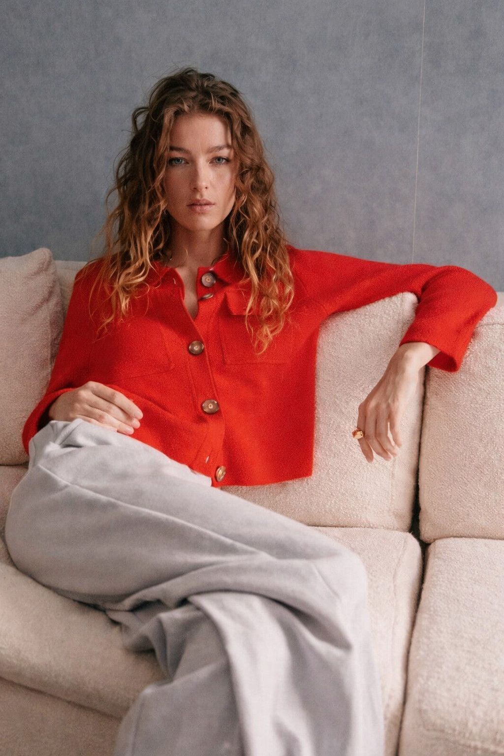 Sezane La Maille Sezane Betty Cardigan Coral Red Merino Wool Size M Size M / US 6-8 / IT 42-44 - 1 Thumbnail
