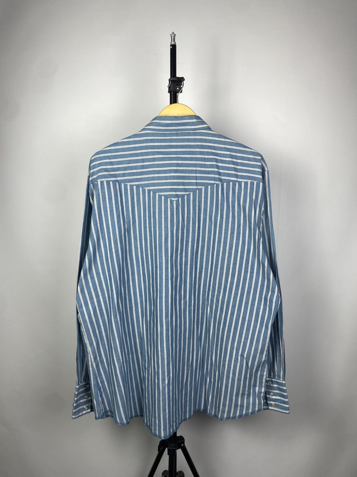 Cowboy Equipment × Vintage × Wrangler Vintage 90s USA Western Wrangler Striped long sleeve Shirt Size US XL / EU 56 / 4 - 7 Thumbnail