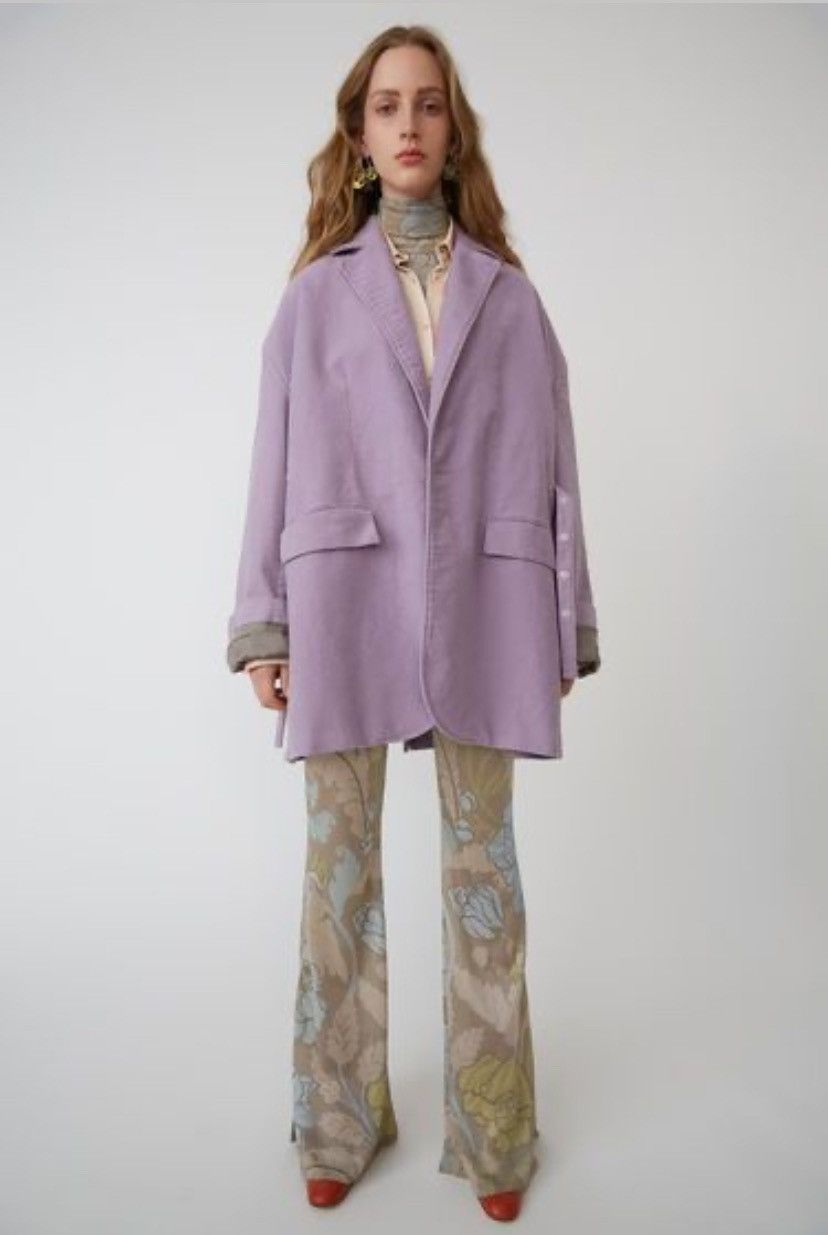 Acne Studios Women’s Oversized Single-breasted Cotton Blazer Light Purple Size ONE SIZE - 1 Thumbnail