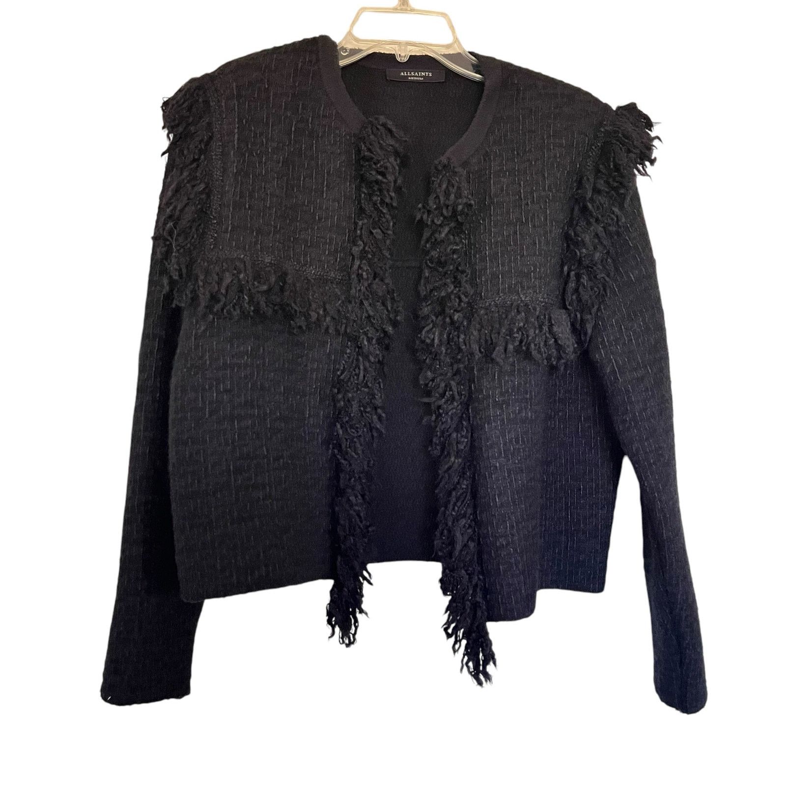 Allsaints All Saints Ashley Black Tassel Wool Jacket Size Medium Size M / US 6-8 / IT 42-44 - 2 Thumbnail