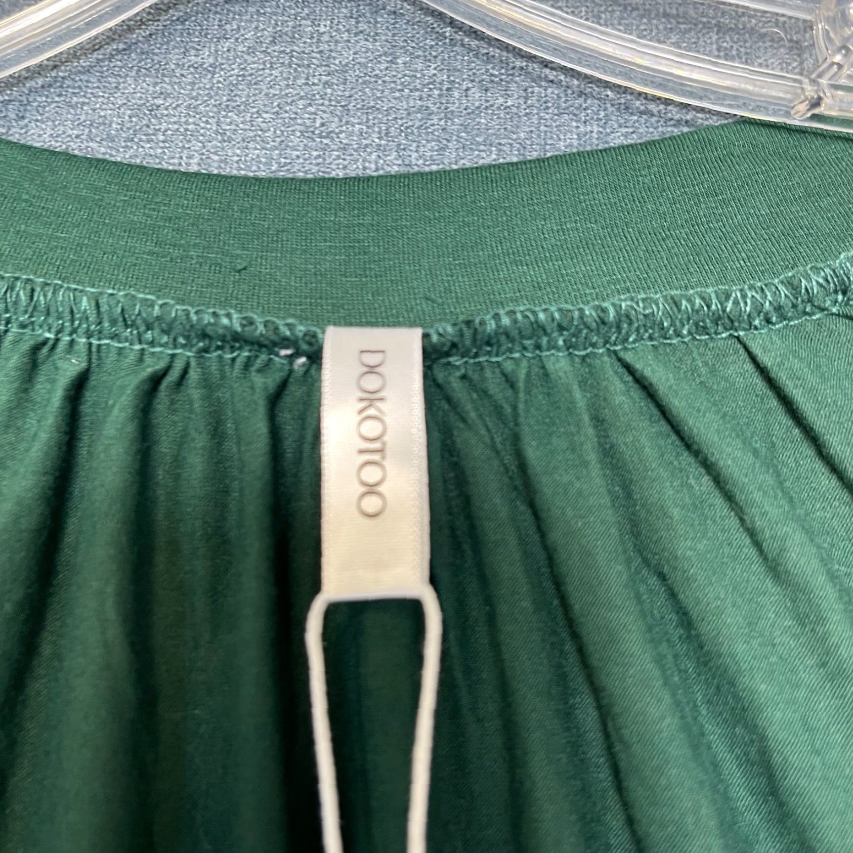 Vintage Dokotoo Blouse Top Womens XL Dark Green Summer Wear Pleated V-Neck Shirred Hem Size XL / US 12-14 / IT 48-50 - 7 Thumbnail