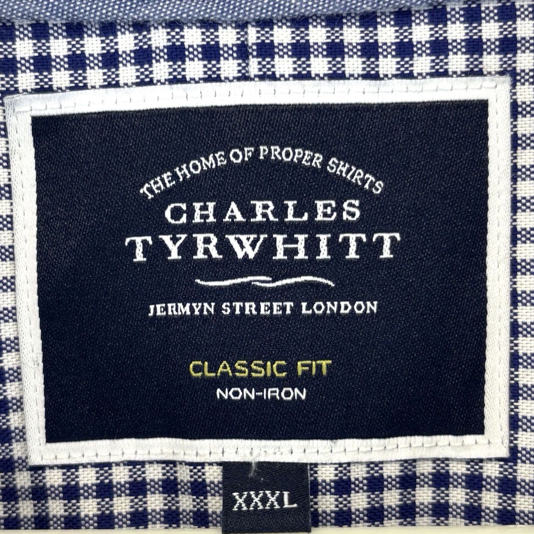 Charles Tyrwhitt Charles Tyrwhitt Check Shirt 3XL Navy White Button-Down Non Iron Mens Short Sleeve Casual Business Formal Vintage No Size US XXL / EU 58 / 5 - 4 Thumbnail