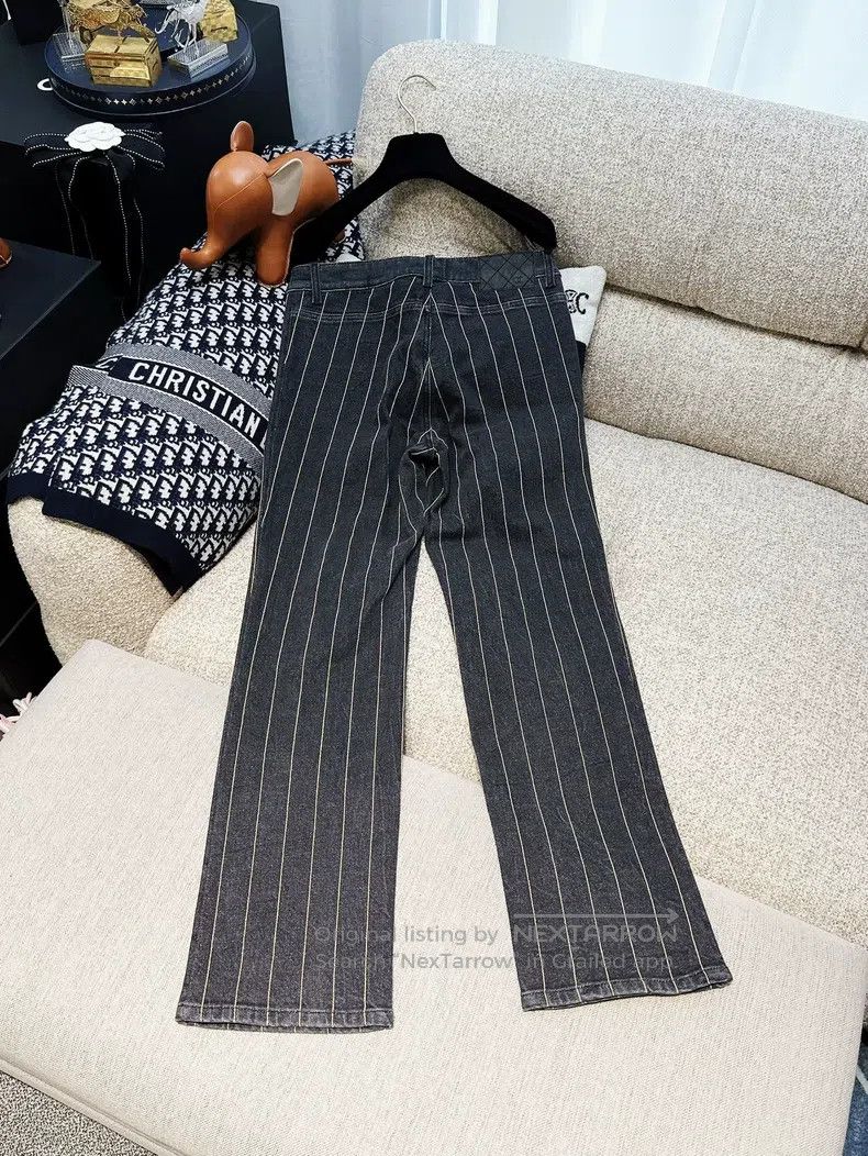 Chanel Chanel 20P dark gray metal chain decorative denim trousers Size 25" / US 0 / IT 36 - 2 Thumbnail