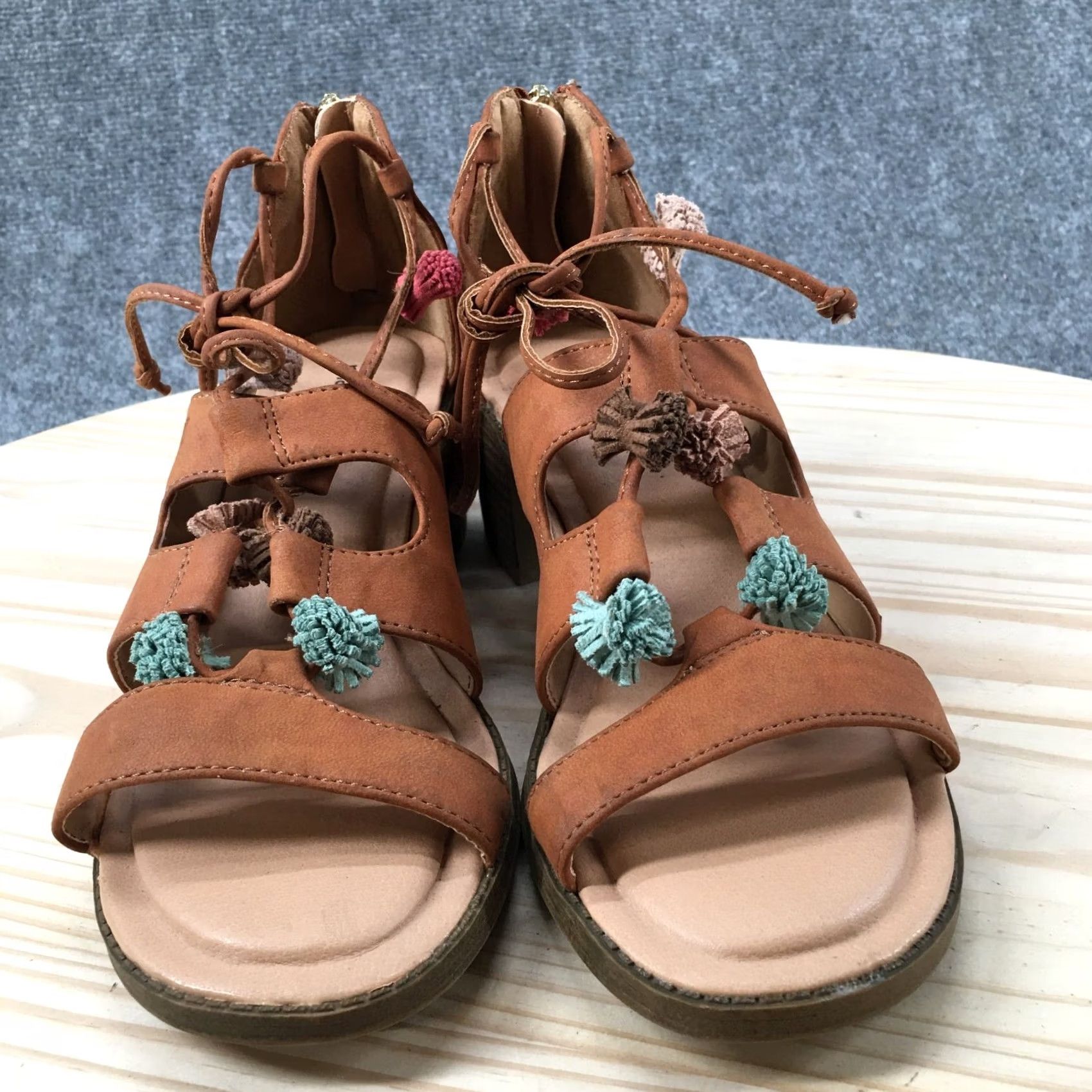 Vintage Maurices Ember Gladiator Sandals Womens 8 M Brown Faux Leather Back Zipper Size US 8 / IT 38 - 5 Thumbnail