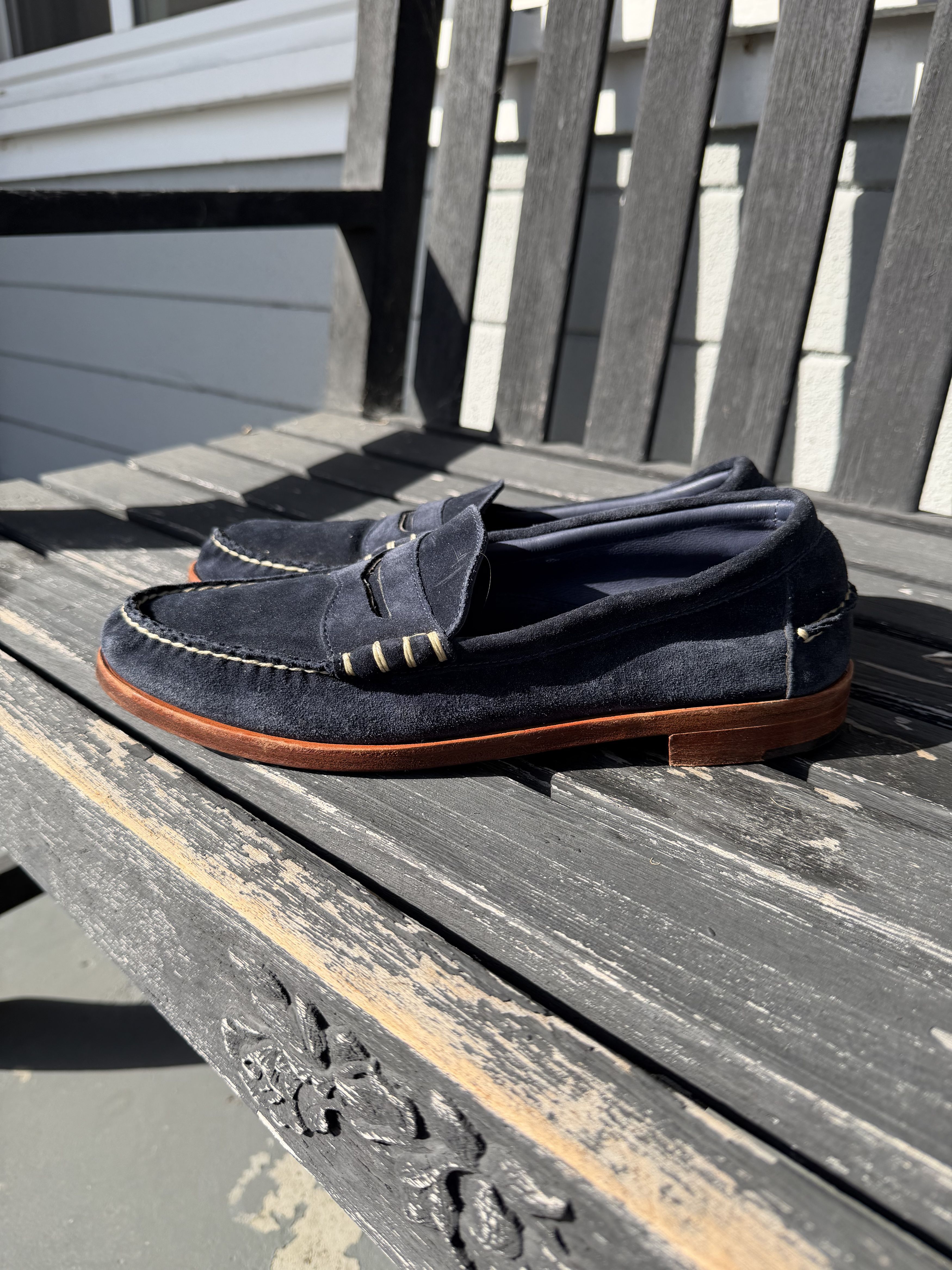 Allen Edmonds Allen Edmonds Sea Island Blue Suede Penny Loafer Size US 9 / EU 42 - 4 Thumbnail