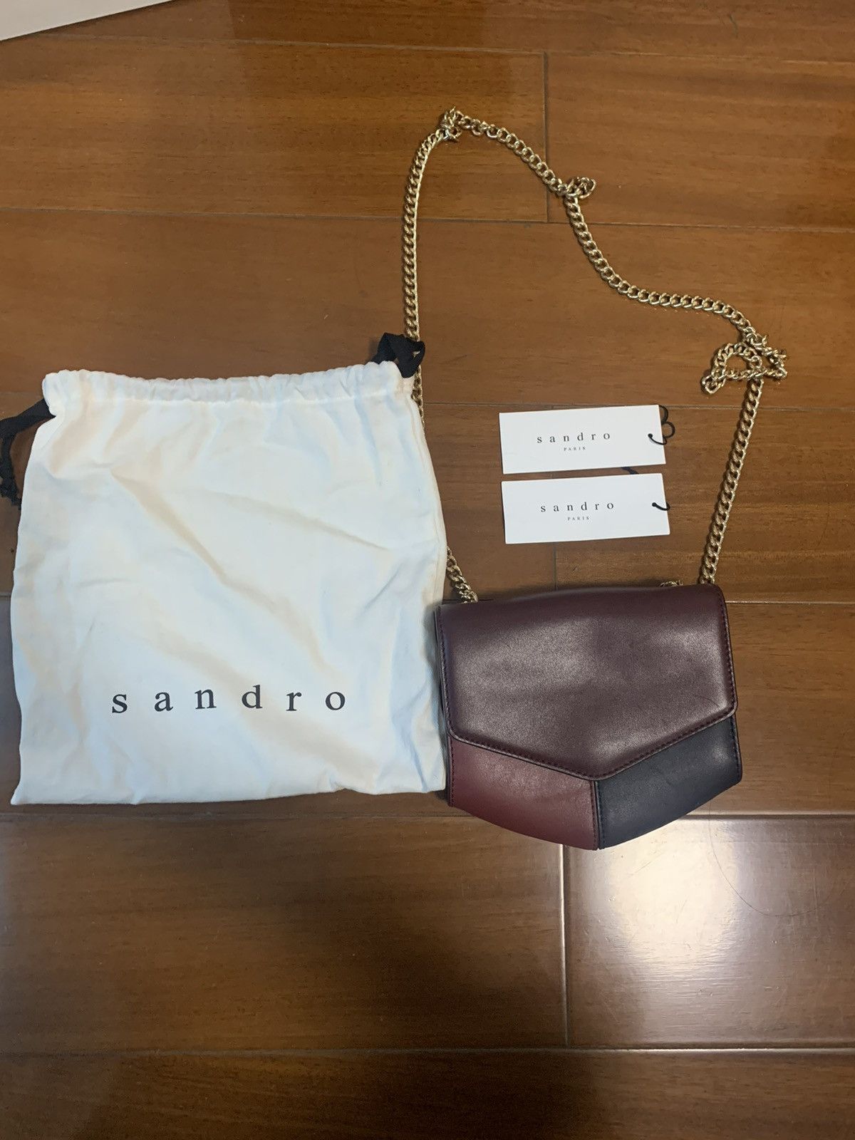 SANDRO Beige store Red Leather Addict Bicolor Crossbody Bag