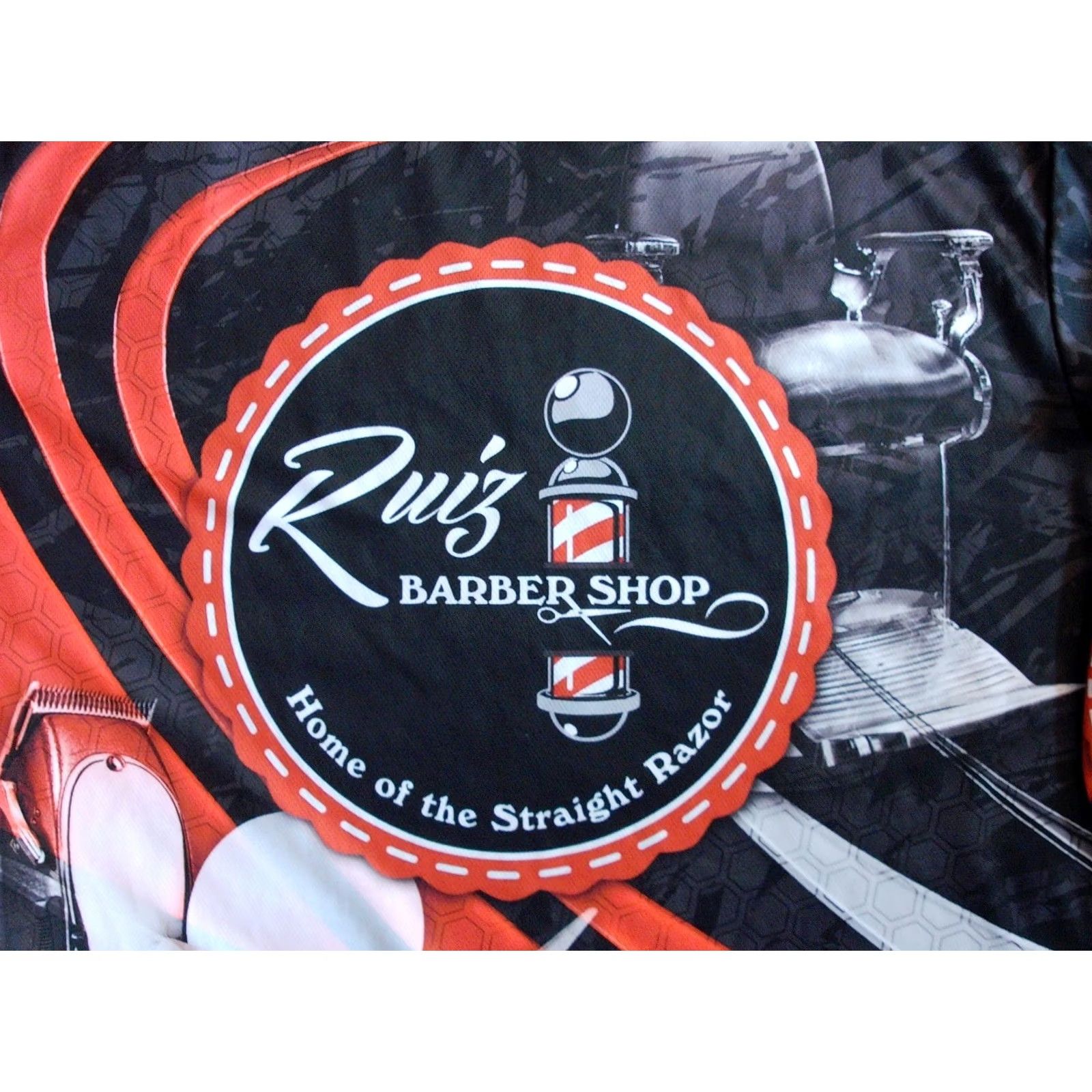 Vintage RUIZ BARBER SHOP Jersey Shirt XL Men's Adult Long Sleeve Black Unnix 100% Polyester Crew Neck Logo Vintage No Size US XL / EU 56 / 4 - 4 Thumbnail