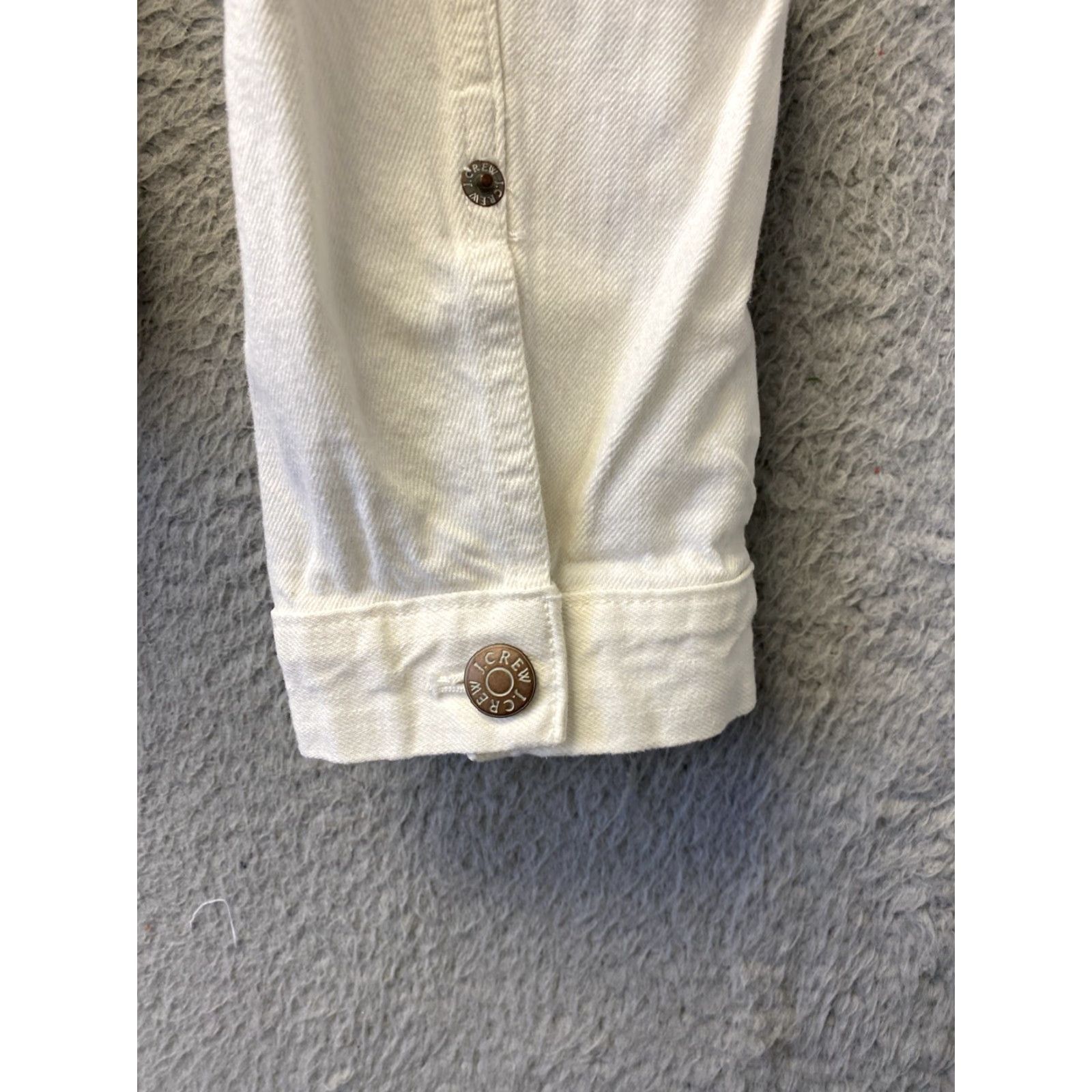 Denime J Crew Motorcycle Jacket Womens Large Beige Denim Casual Button Pockets Regular Fit Size L / US 10 / IT 46 - 6 Thumbnail